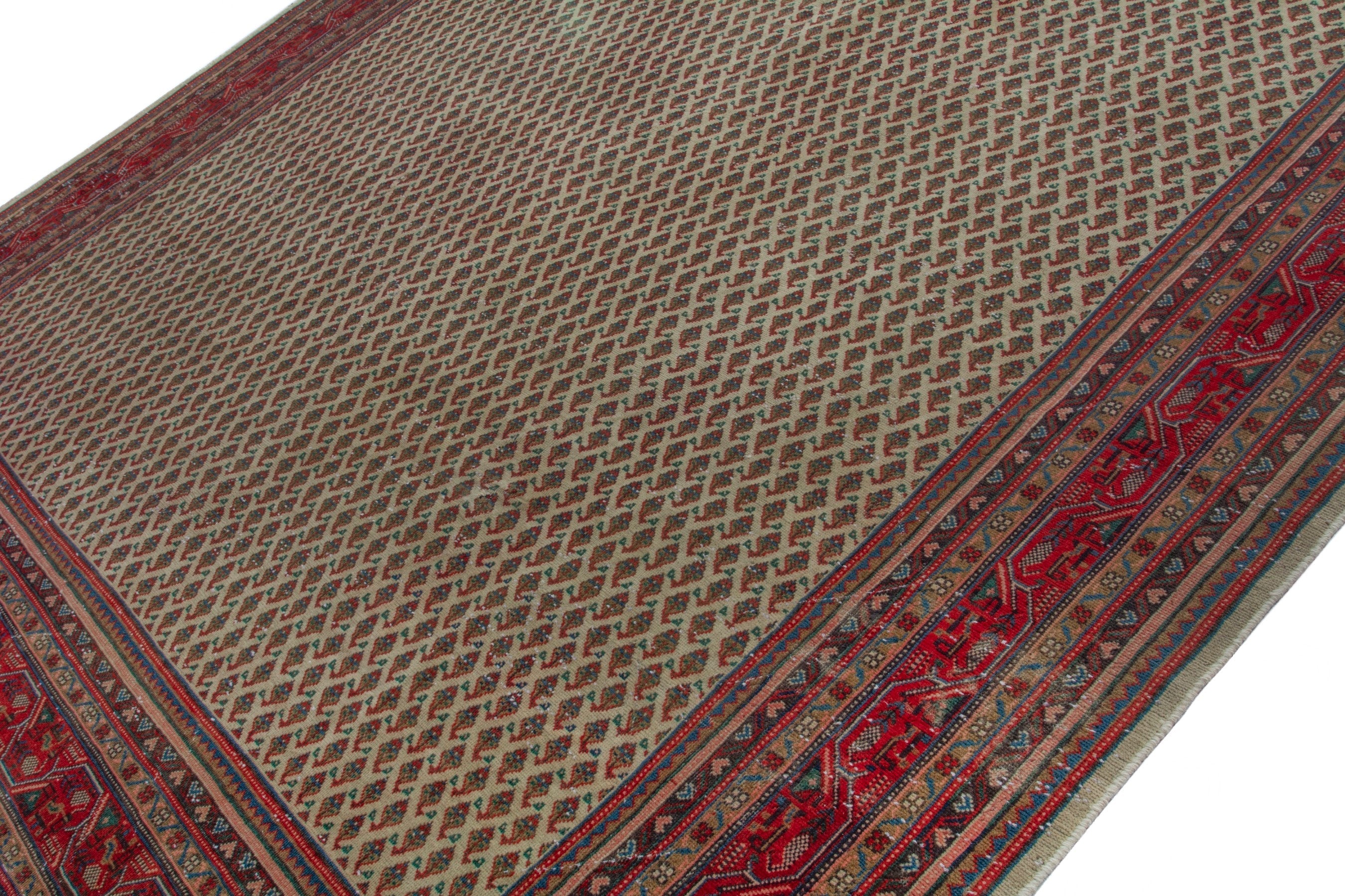 Persian Arak oversized rug in cream and deep red, view 6 of 20