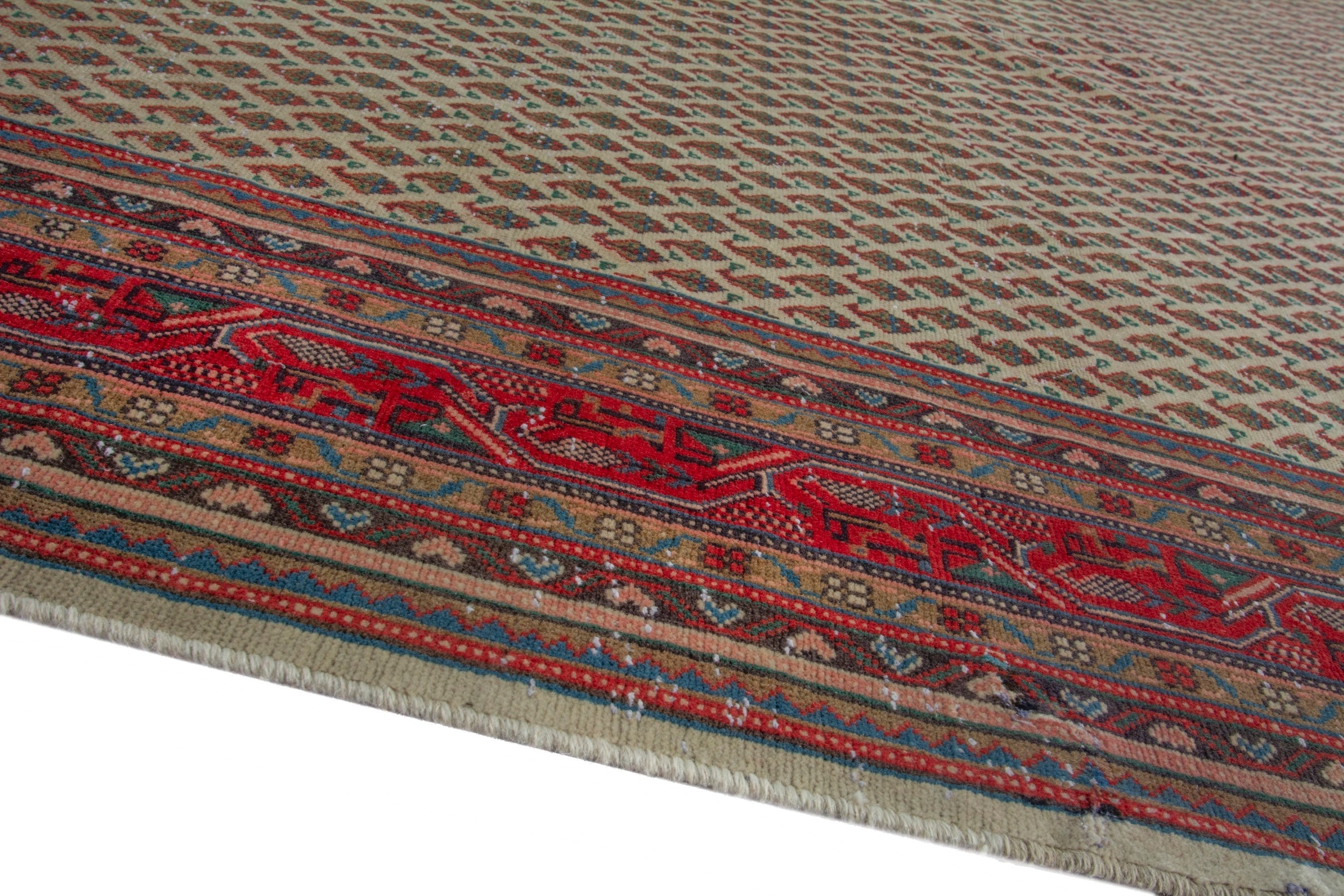 Persian Arak oversized rug in cream and deep red, view 7 of 20