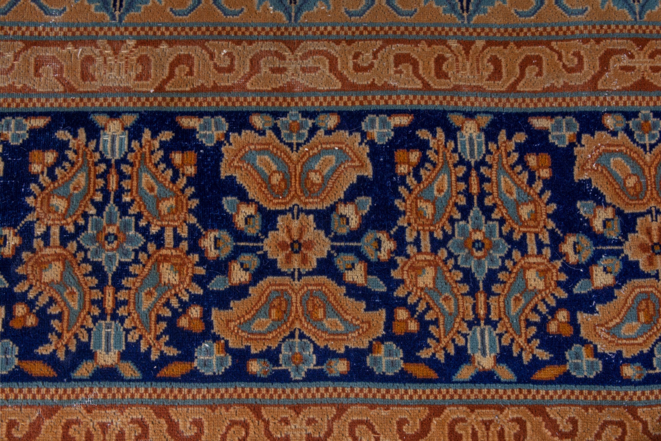 Persian Kerman oversized rug in navy and antique gold, view 11 of 26