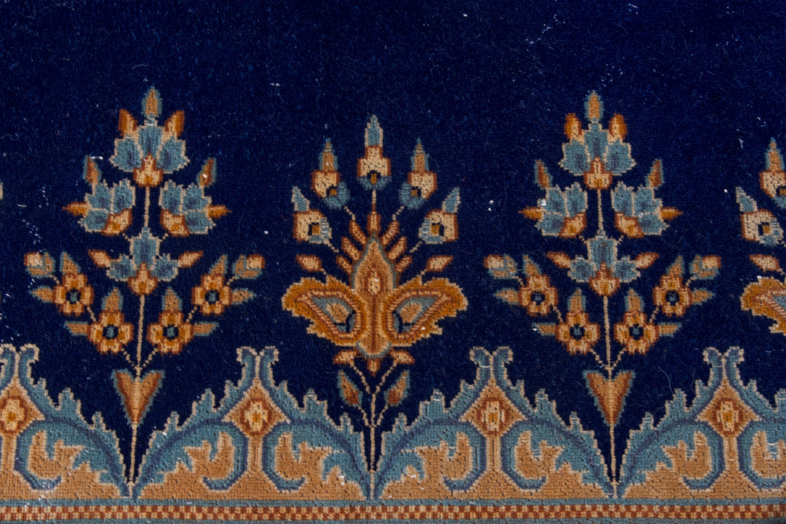Persian Kerman oversized rug in navy and antique gold, view 15 of 26