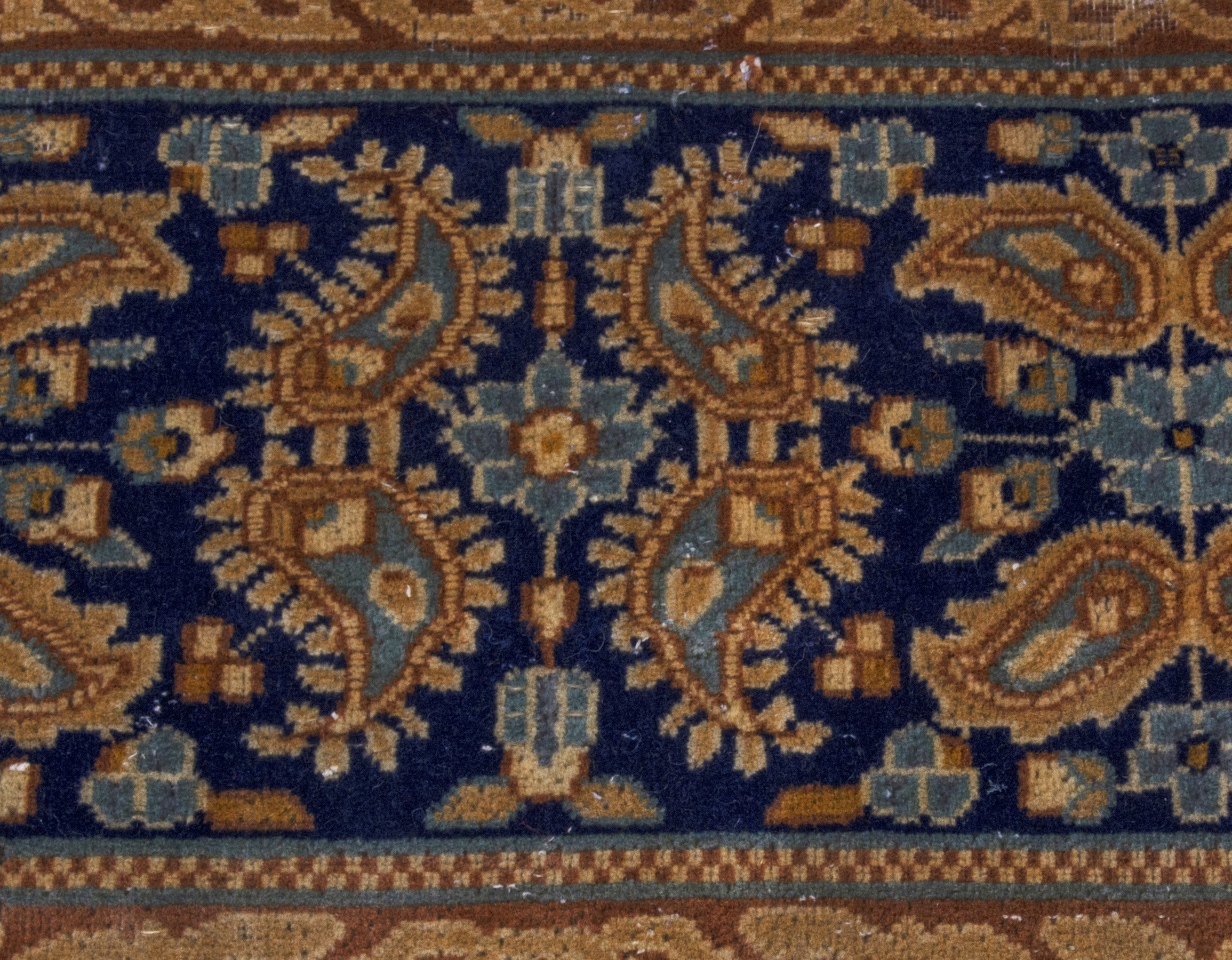 Persian Kerman oversized rug in navy and antique gold, view 14 of 26