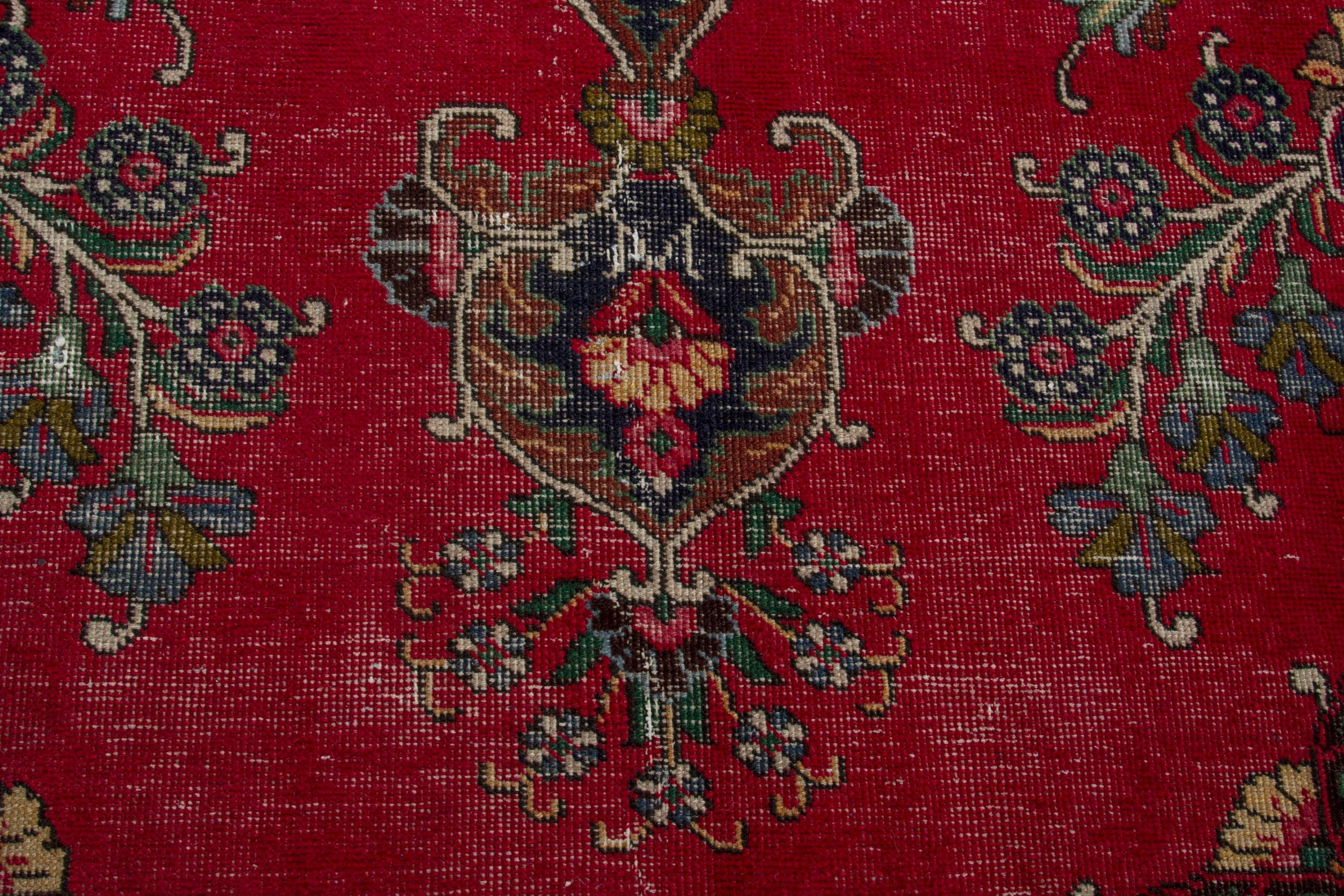 Persian Tabriz oversized rug in deep red and cream, view 11 of 18