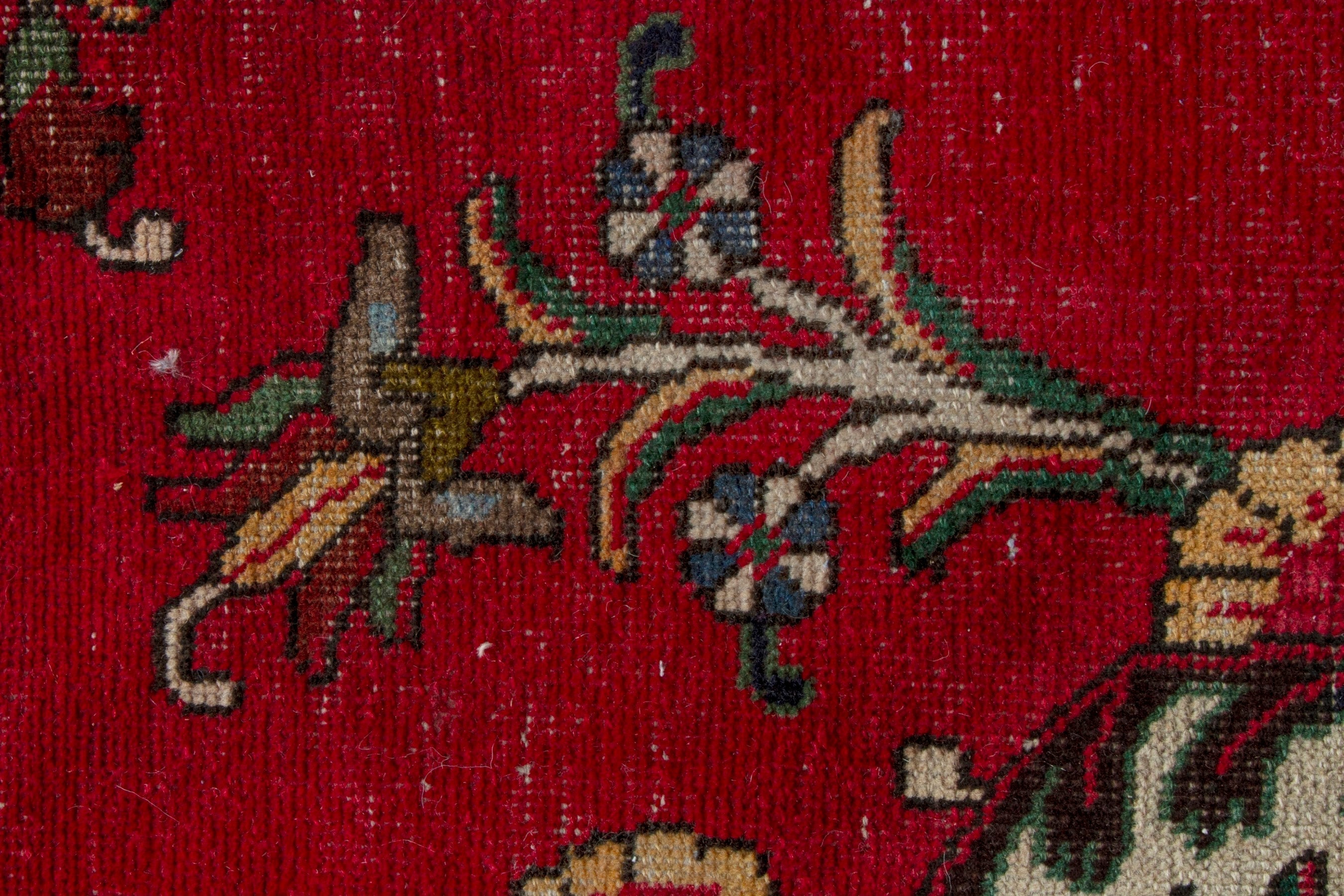 Persian Tabriz oversized rug in deep red and cream, view 12 of 18