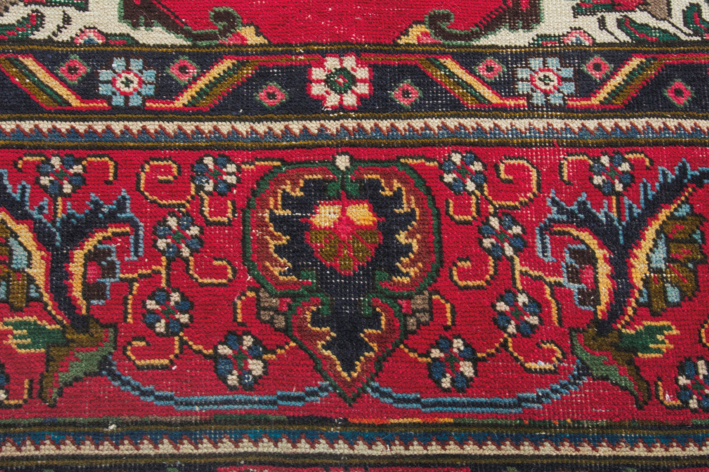 Persian Tabriz oversized rug in deep red and cream, view 10 of 18