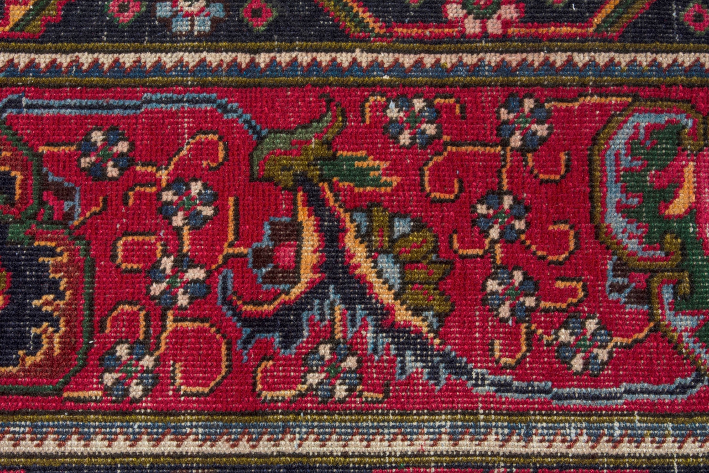 Persian Tabriz oversized rug in deep red and cream, view 9 of 18