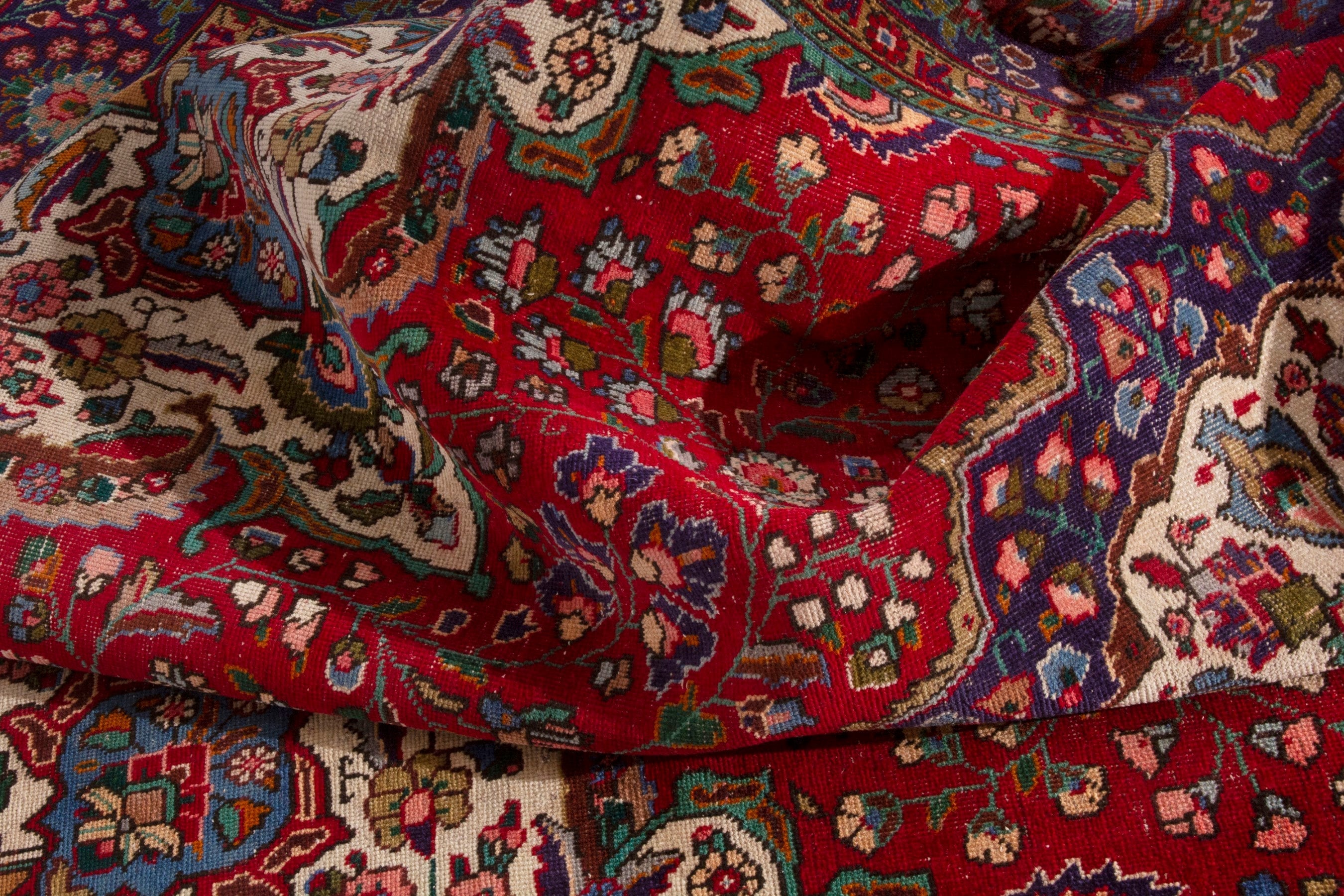 Persian Tabriz oversized rug in deep red and burgundy, view 17 of 20