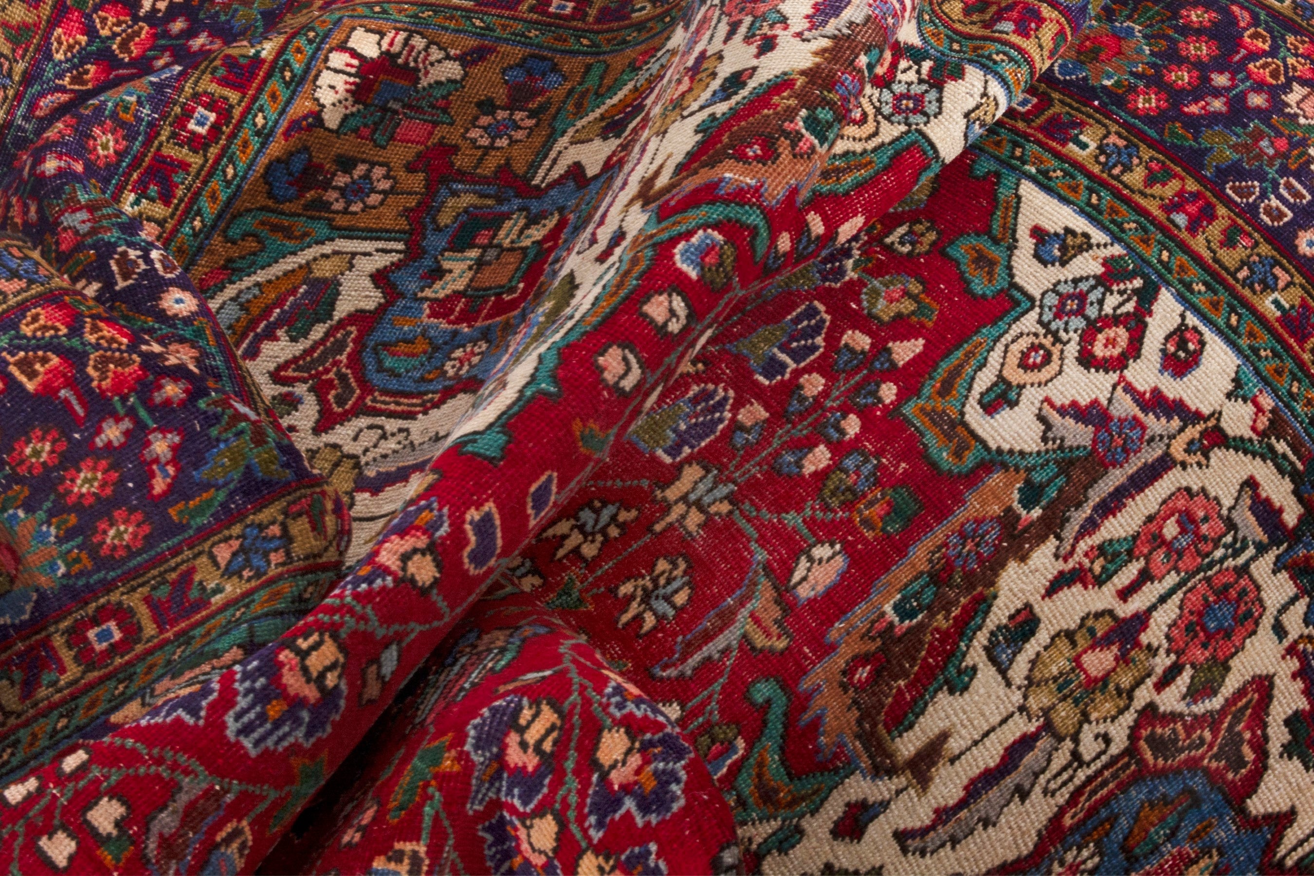Persian Tabriz oversized rug in deep red and burgundy, view 18 of 20