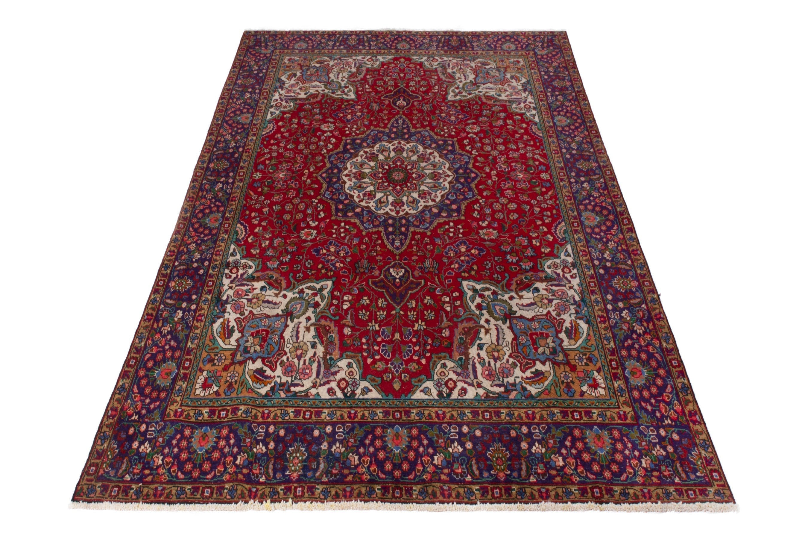 Persian Tabriz oversized rug in deep red and burgundy, view 2 of 20