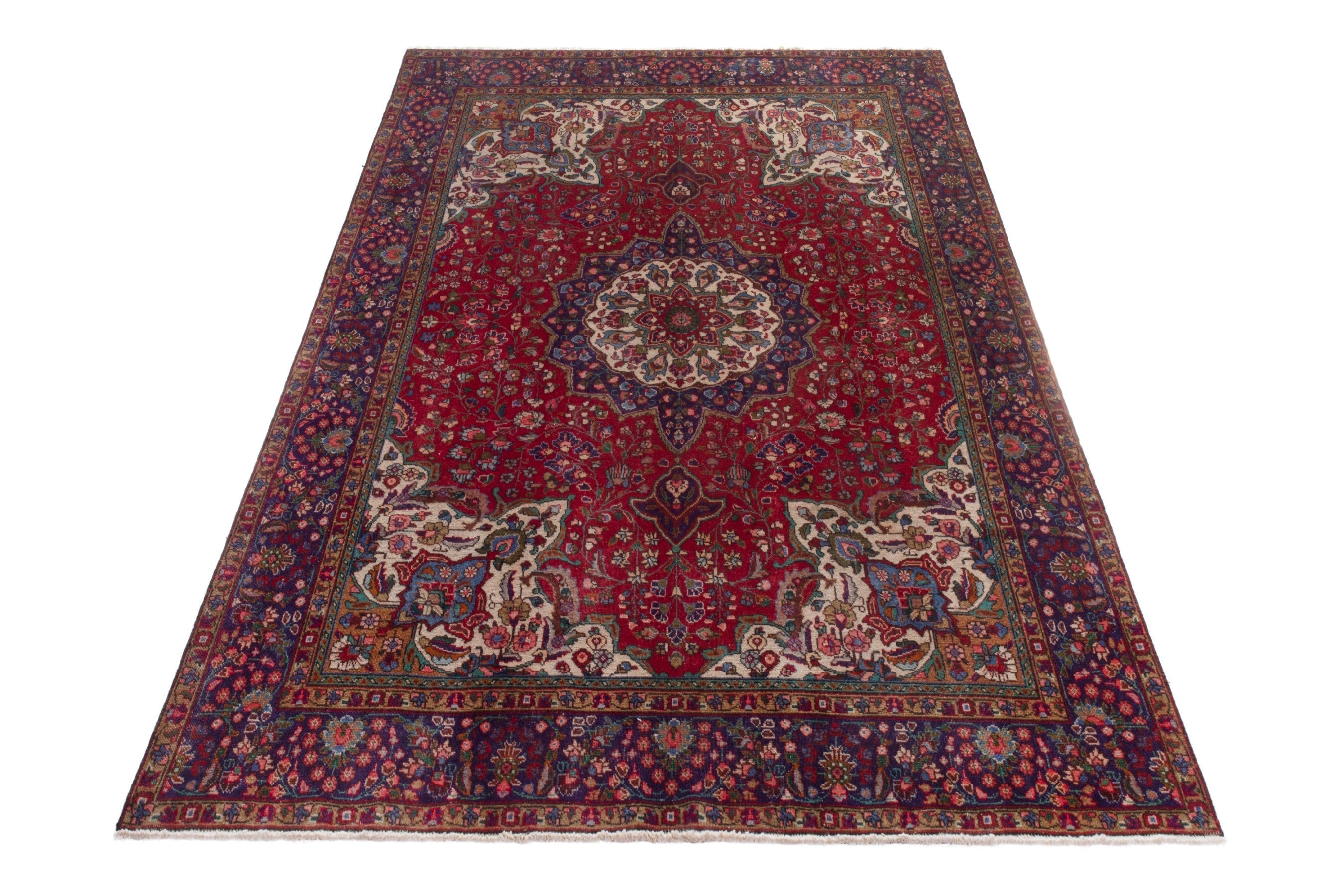 Persian Tabriz oversized rug in deep red and burgundy, view 3 of 20