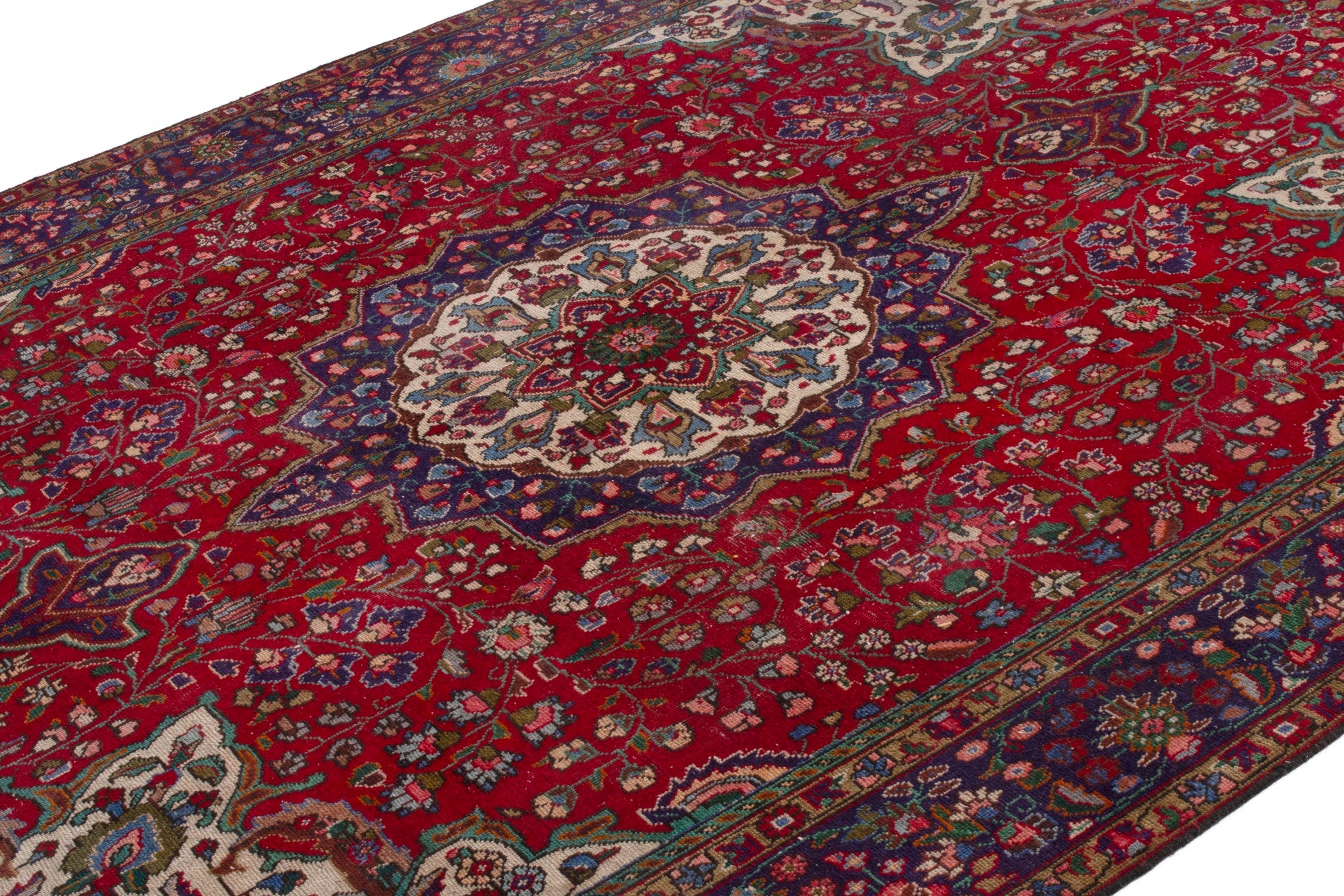 Persian Tabriz oversized rug in deep red and burgundy, view 5 of 20