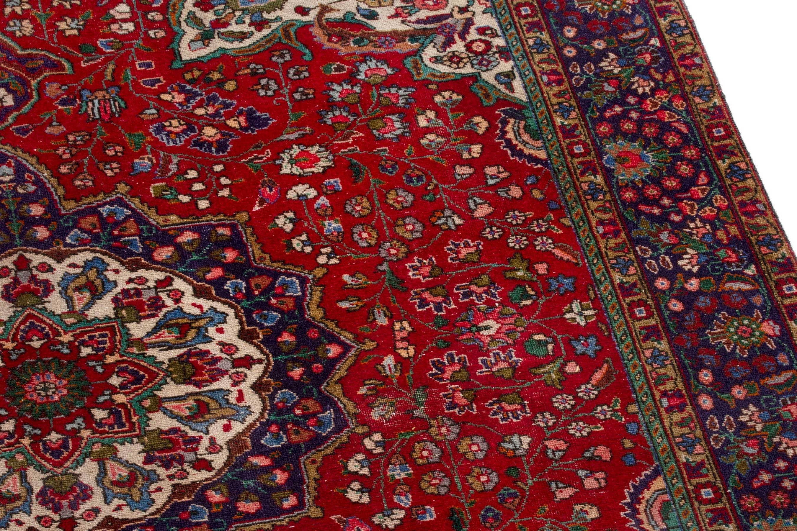 Persian Tabriz oversized rug in deep red and burgundy, view 7 of 20