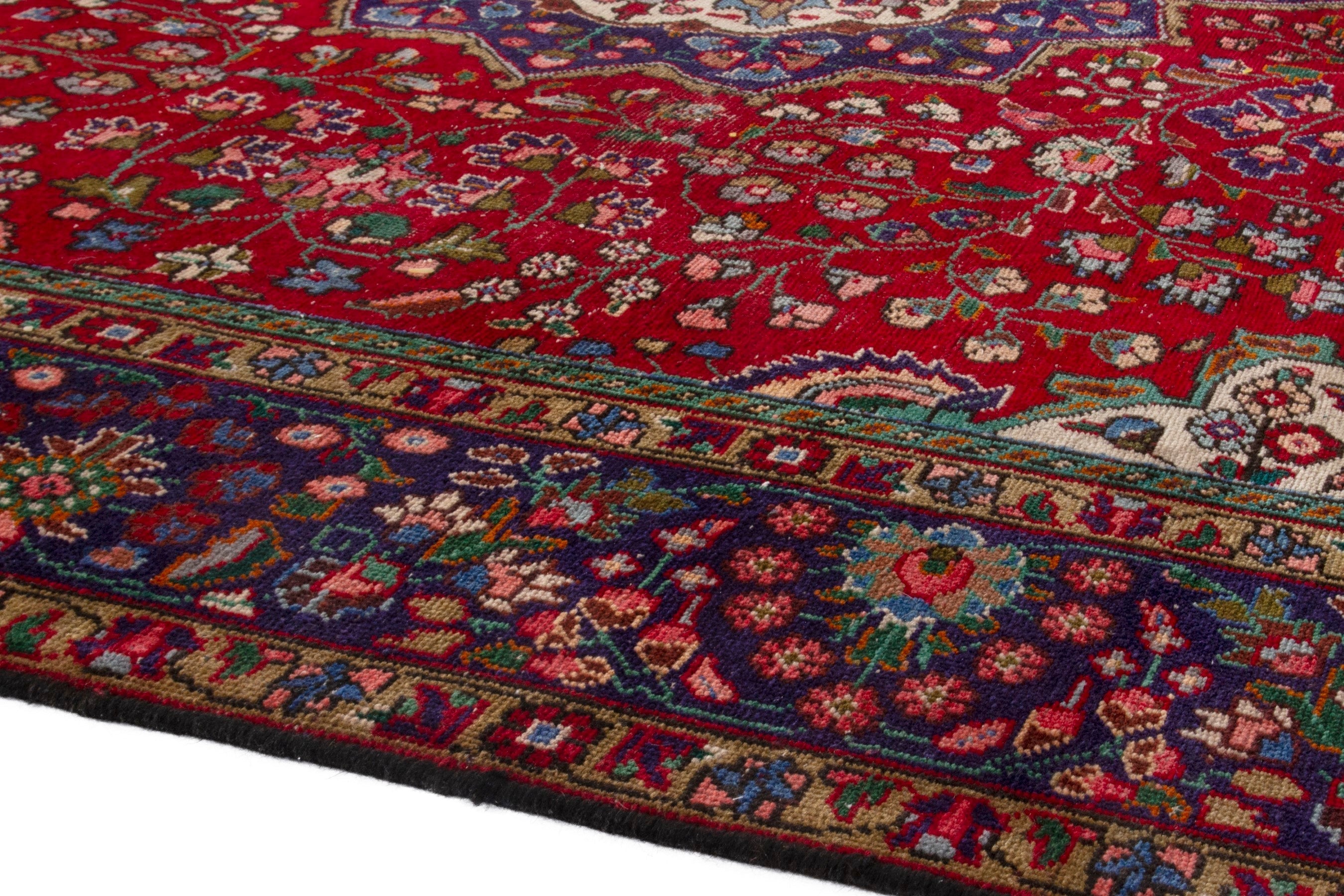 Persian Tabriz oversized rug in deep red and burgundy, view 6 of 20