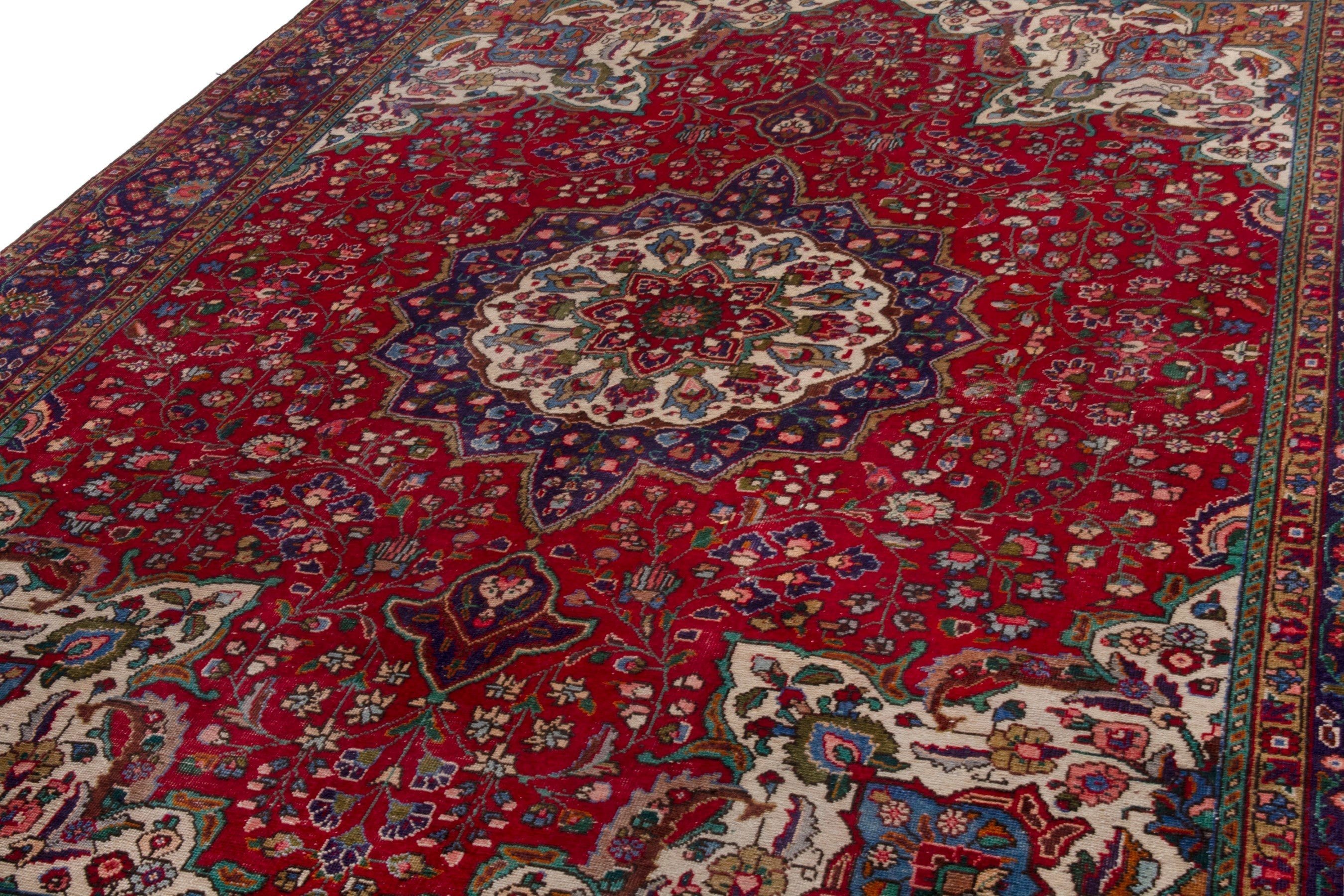 Persian Tabriz oversized rug in deep red and burgundy, view 8 of 20