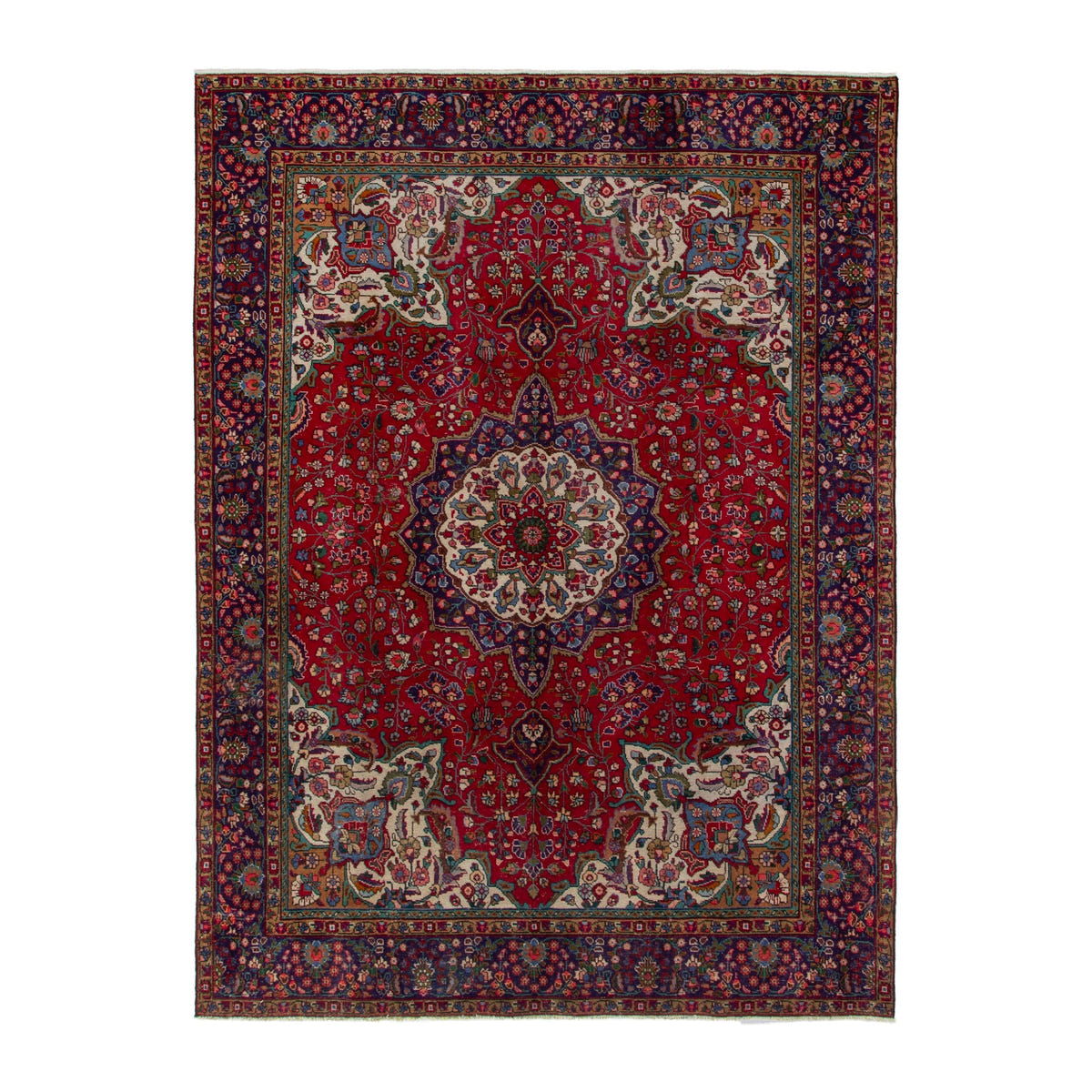 Persian Tabriz oversized rug in deep red and burgundy, 7'7" x 10'11"