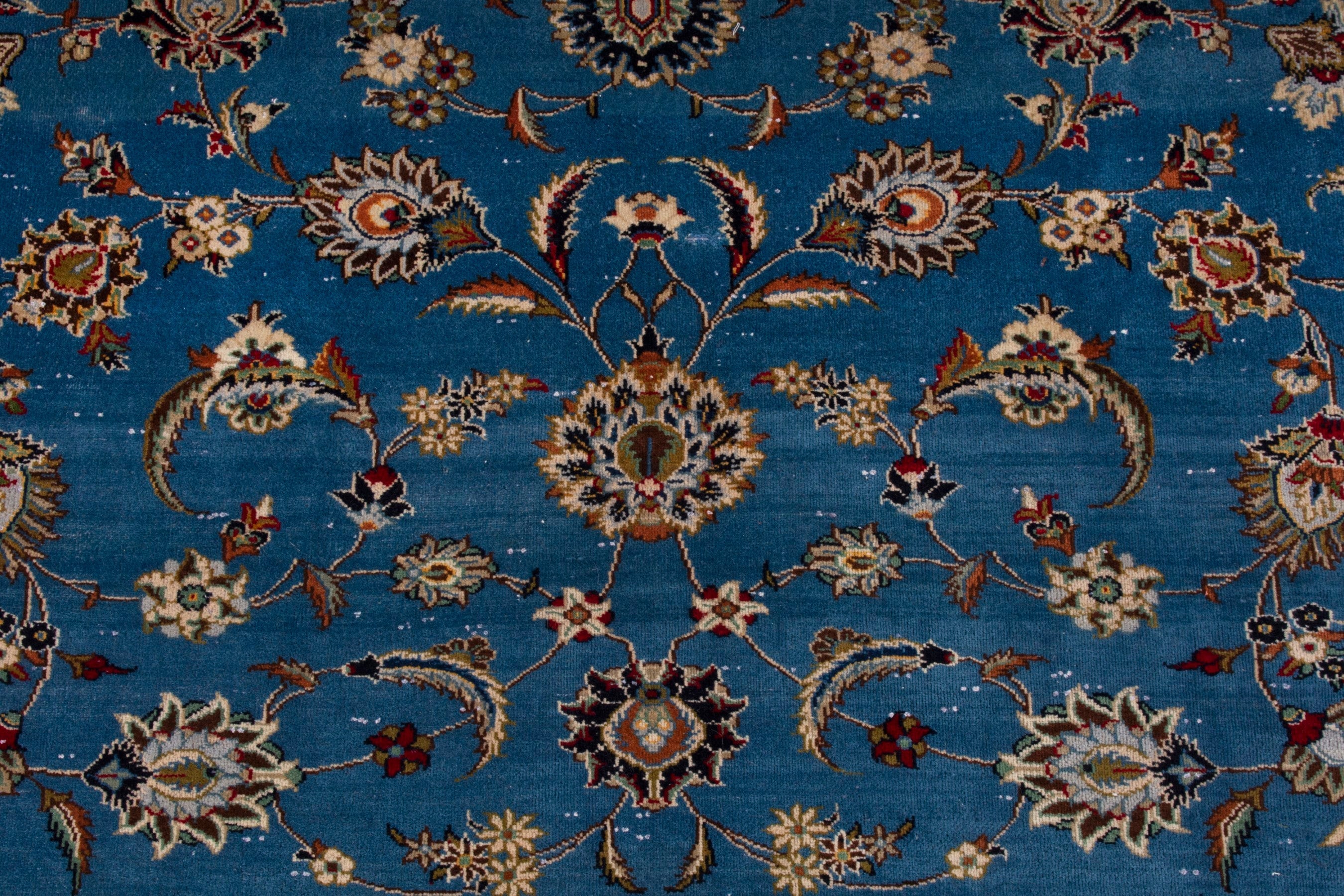 Persian Kashan oversized rug in blue and brown, view 16 of 23