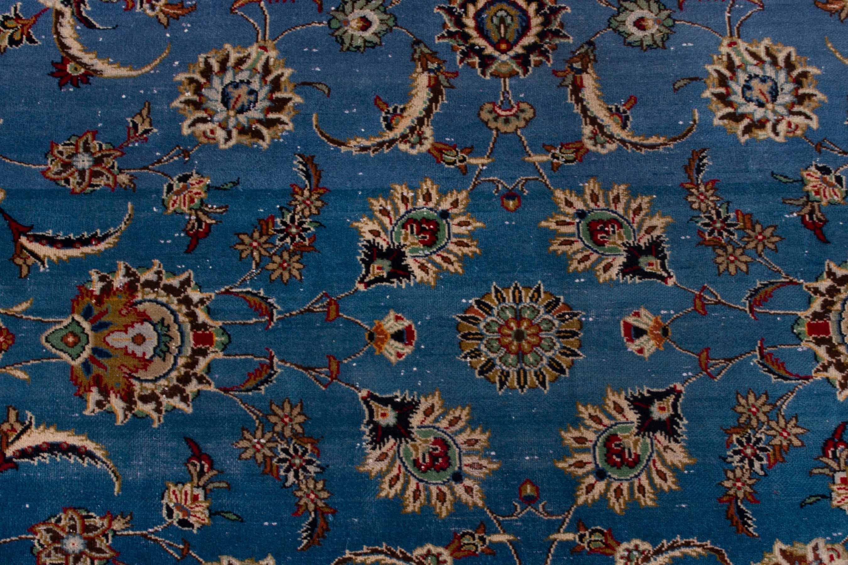 Persian Kashan oversized rug in blue and brown, view 17 of 23