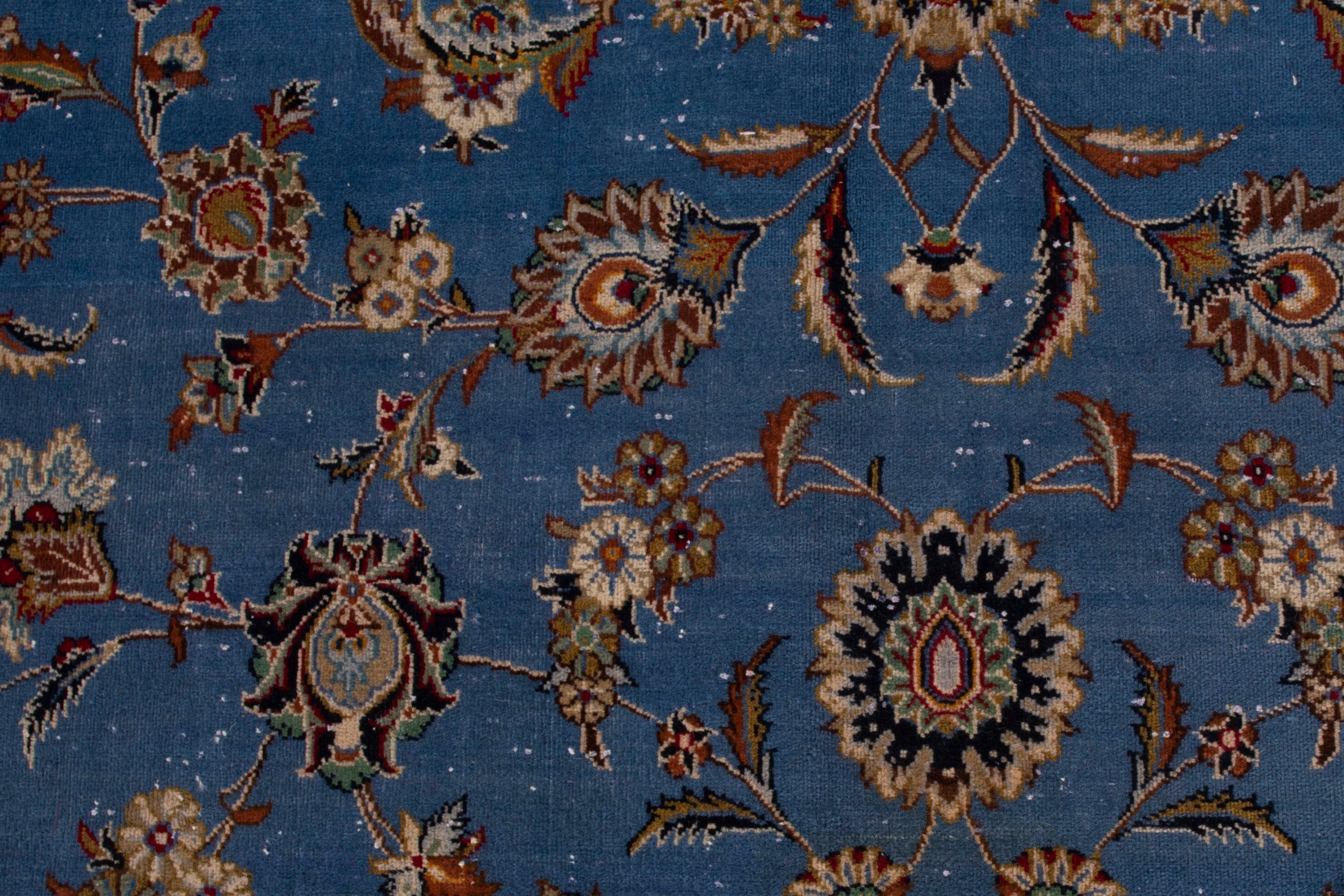Persian Kashan oversized rug in blue and brown, view 18 of 23