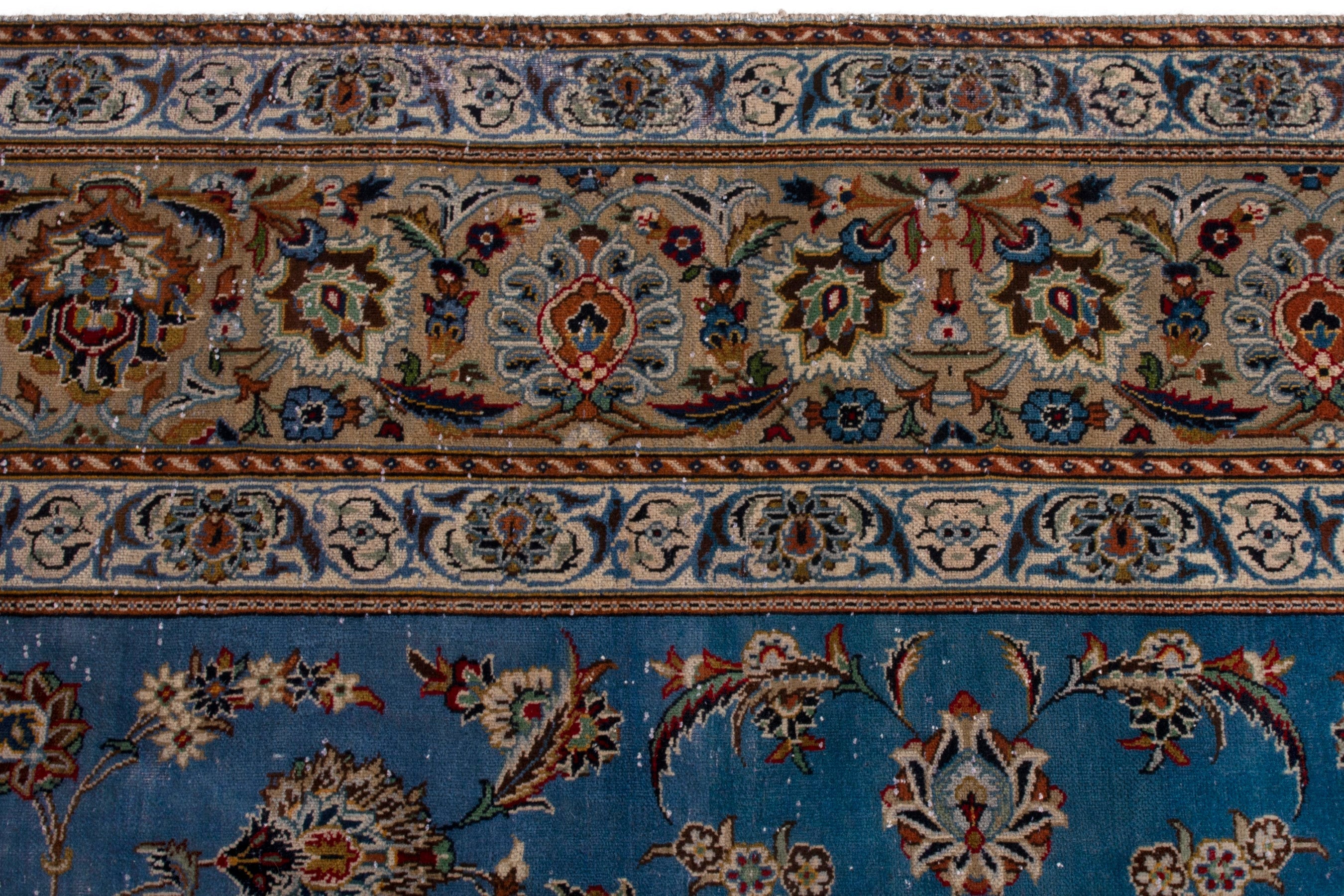 Persian Kashan oversized rug in blue and brown, view 11 of 23