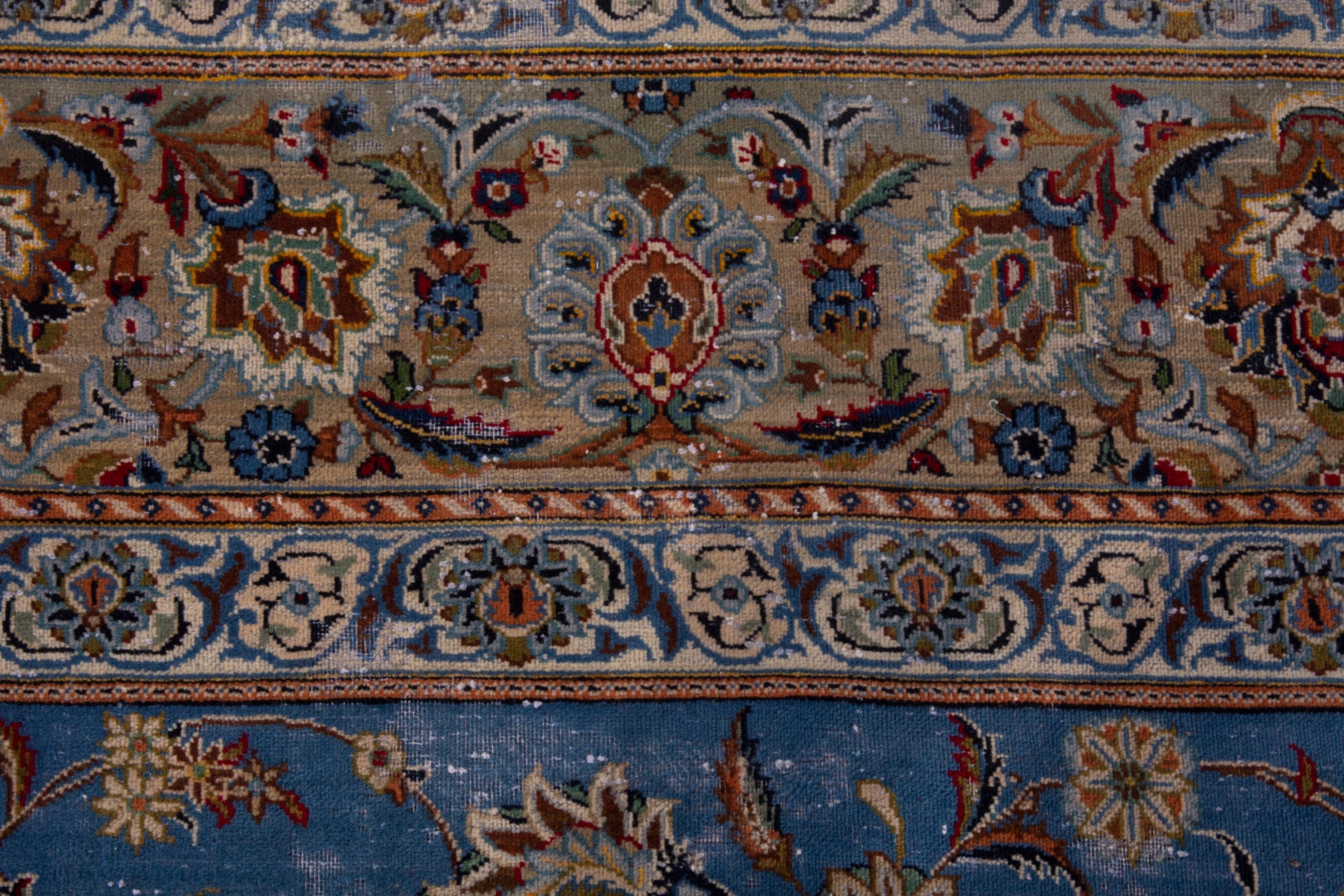 Persian Kashan oversized rug in blue and brown, view 12 of 23
