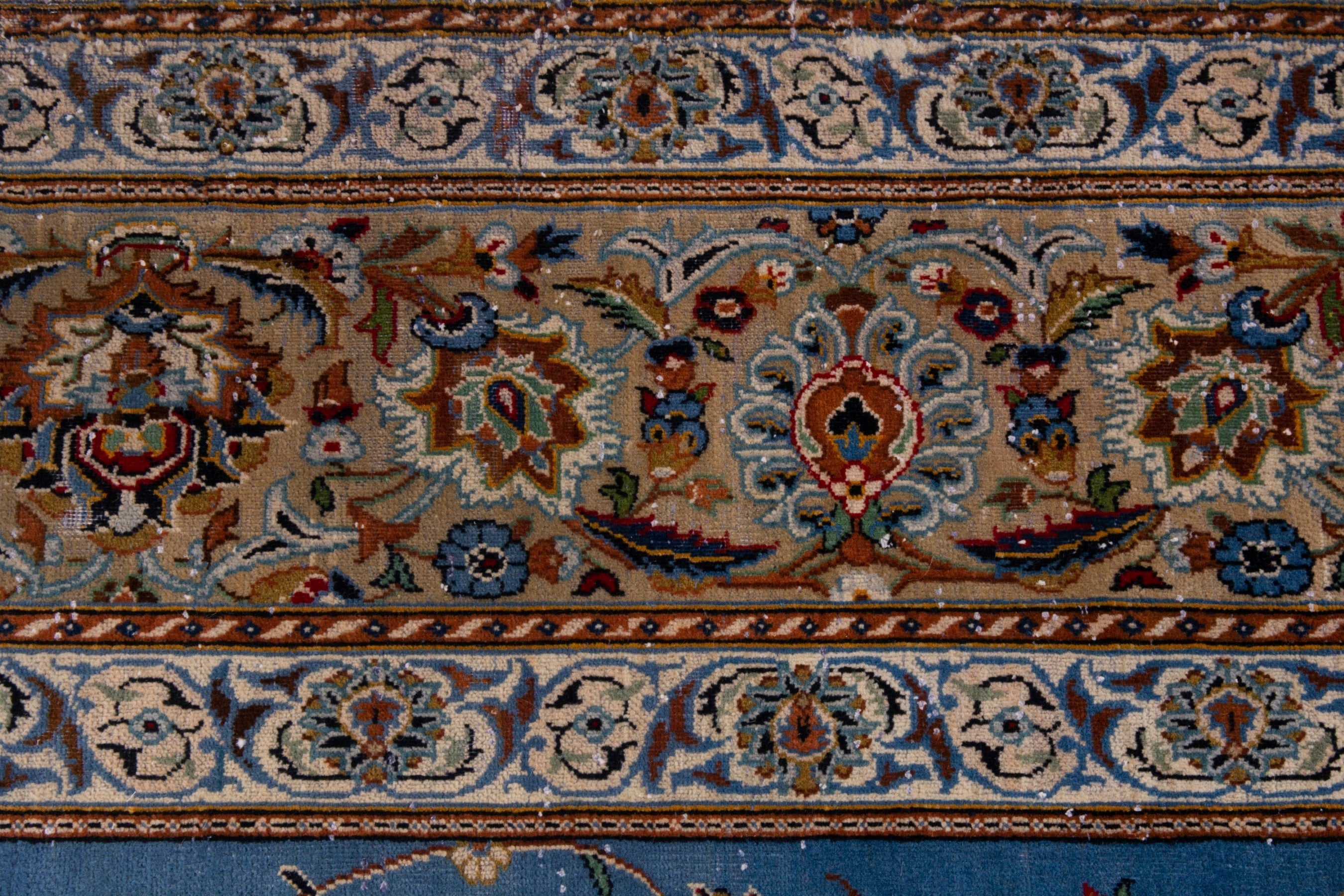 Persian Kashan oversized rug in blue and brown, view 13 of 23