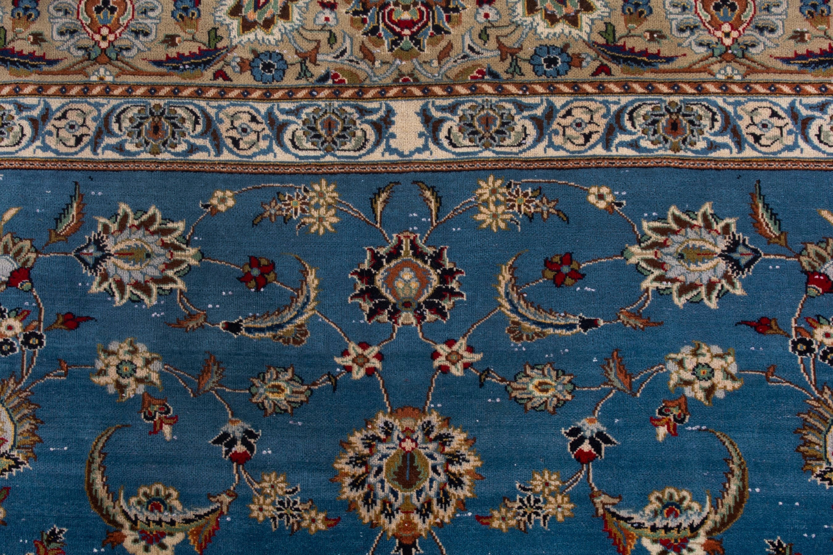 Persian Kashan oversized rug in blue and brown, view 14 of 23