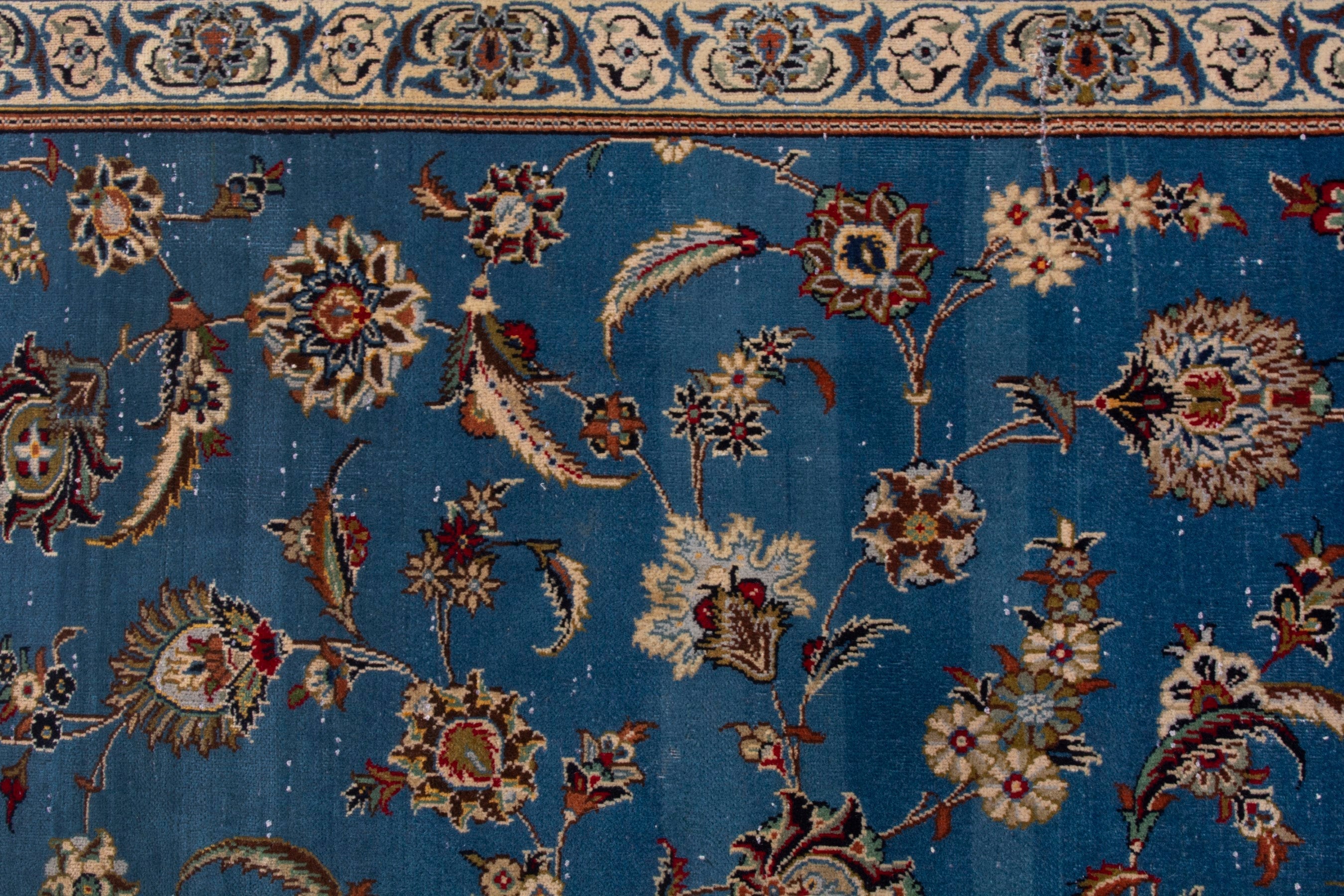 Persian Kashan oversized rug in blue and brown, view 19 of 23