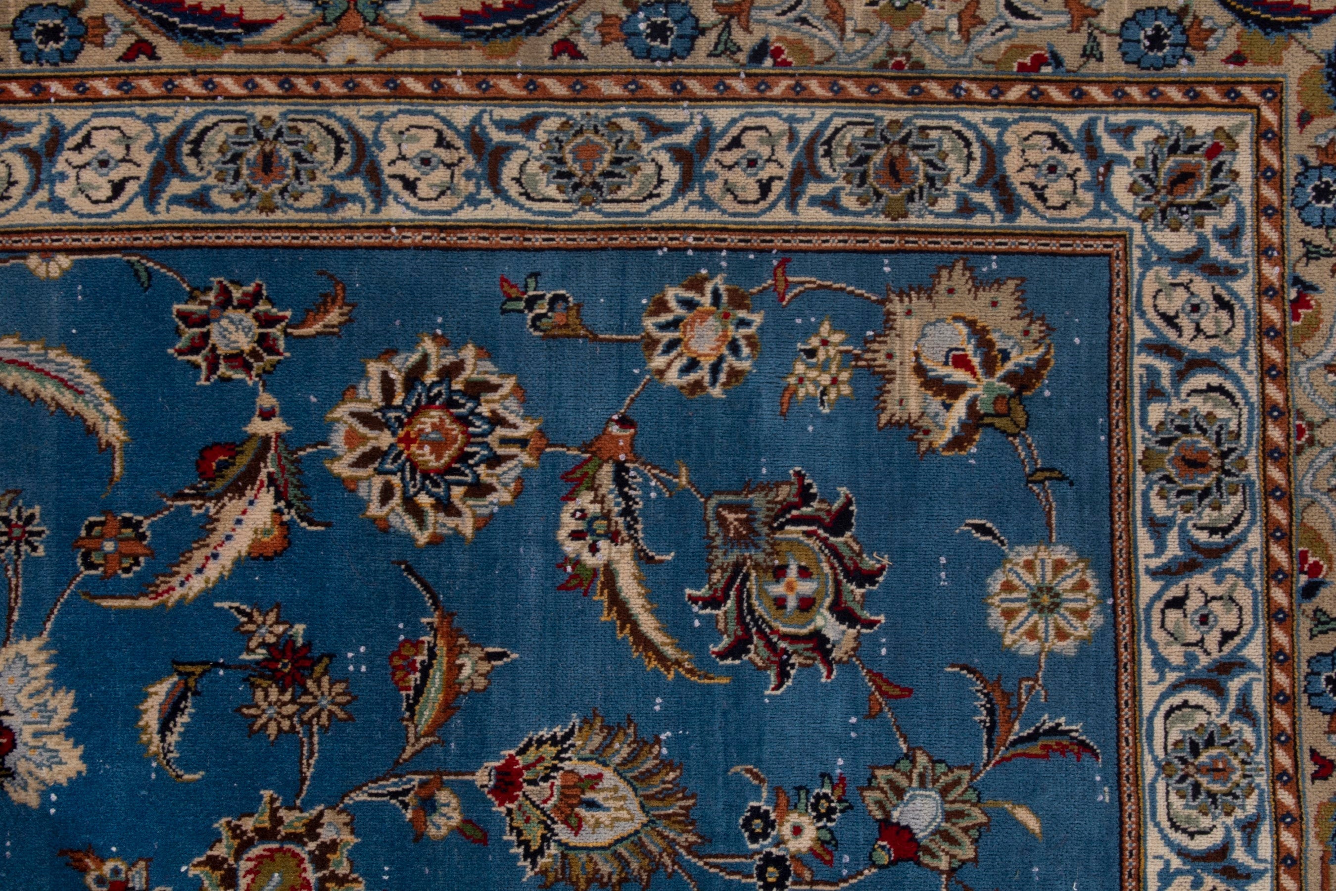 Persian Kashan oversized rug in blue and brown, view 15 of 23