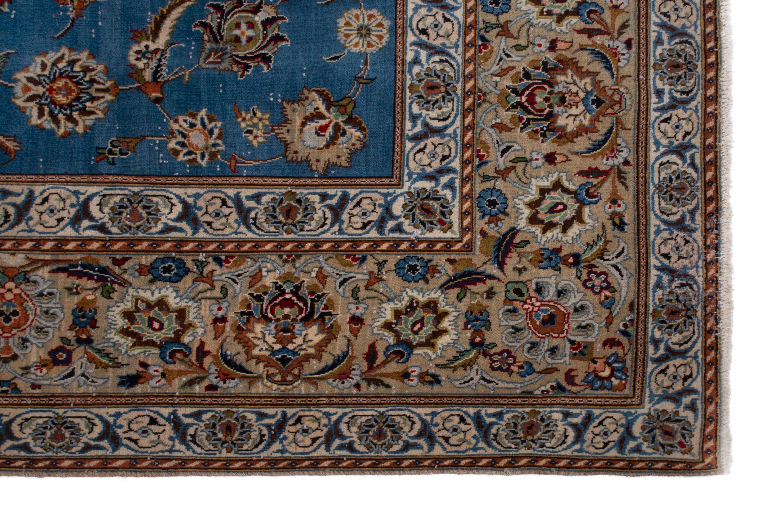 Persian Kashan oversized rug in blue and brown, view 10 of 23