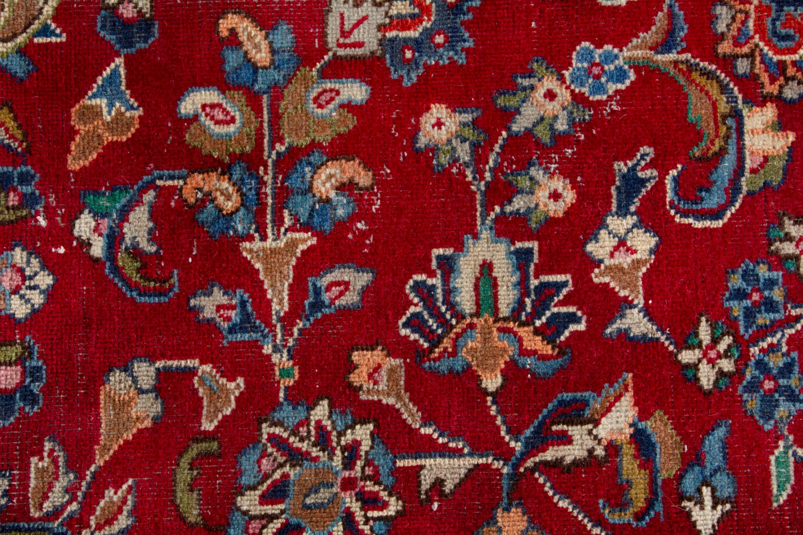Persian Mashhad oversized rug in deep red and burgundy, view 14 of 19