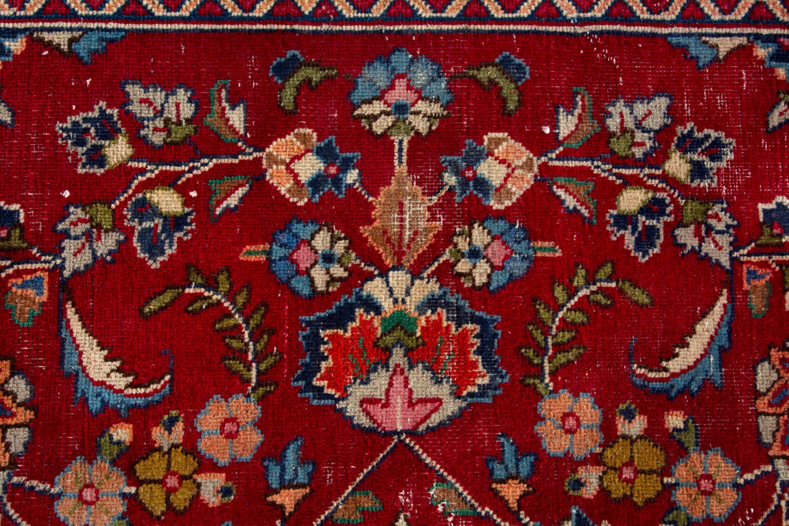 Persian Mashhad oversized rug in deep red and burgundy, view 15 of 19