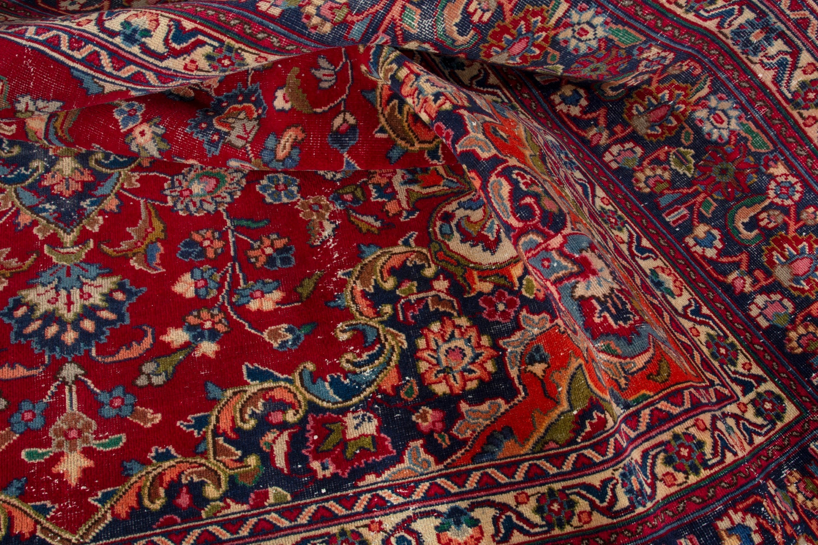 Persian Mashhad oversized rug in deep red and burgundy, view 16 of 19