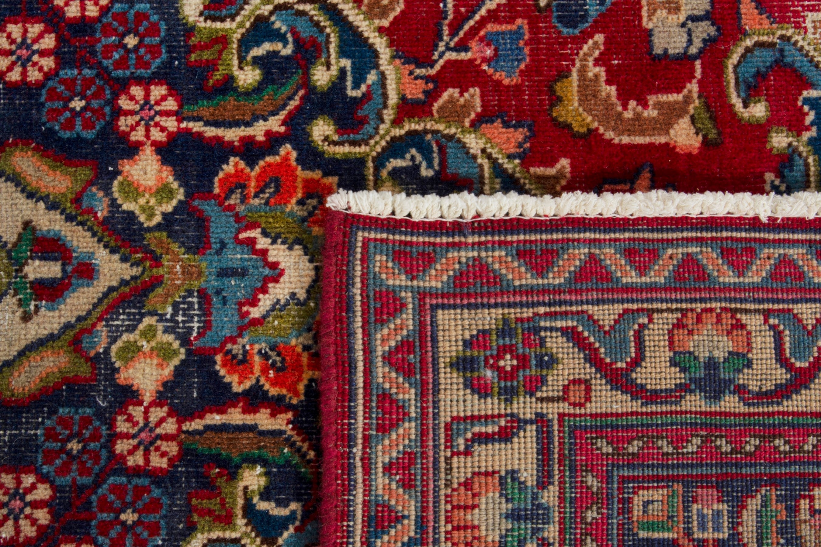 Persian Mashhad oversized rug in deep red and burgundy, view 19 of 19
