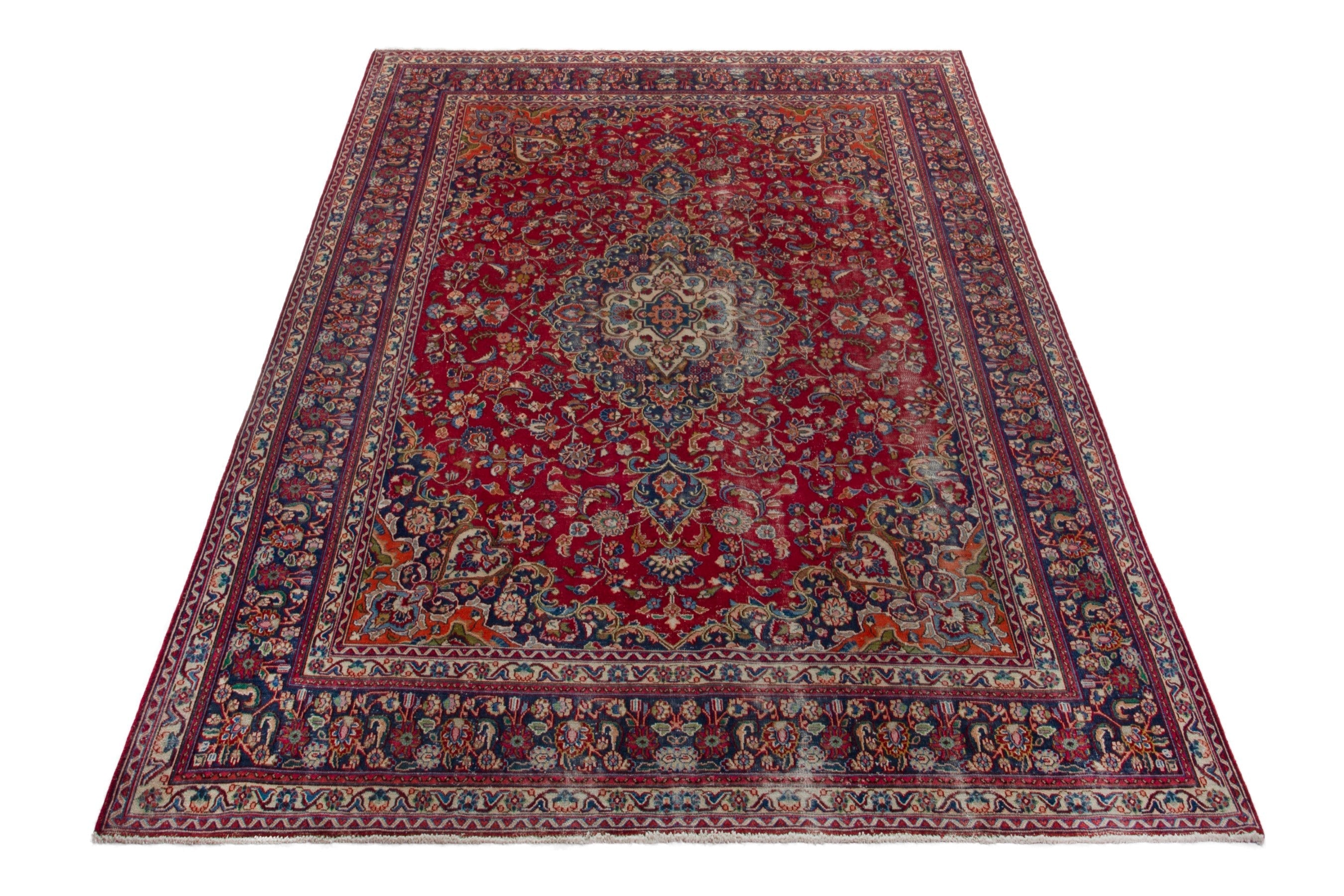 Persian Mashhad oversized rug in deep red and burgundy, view 2 of 19