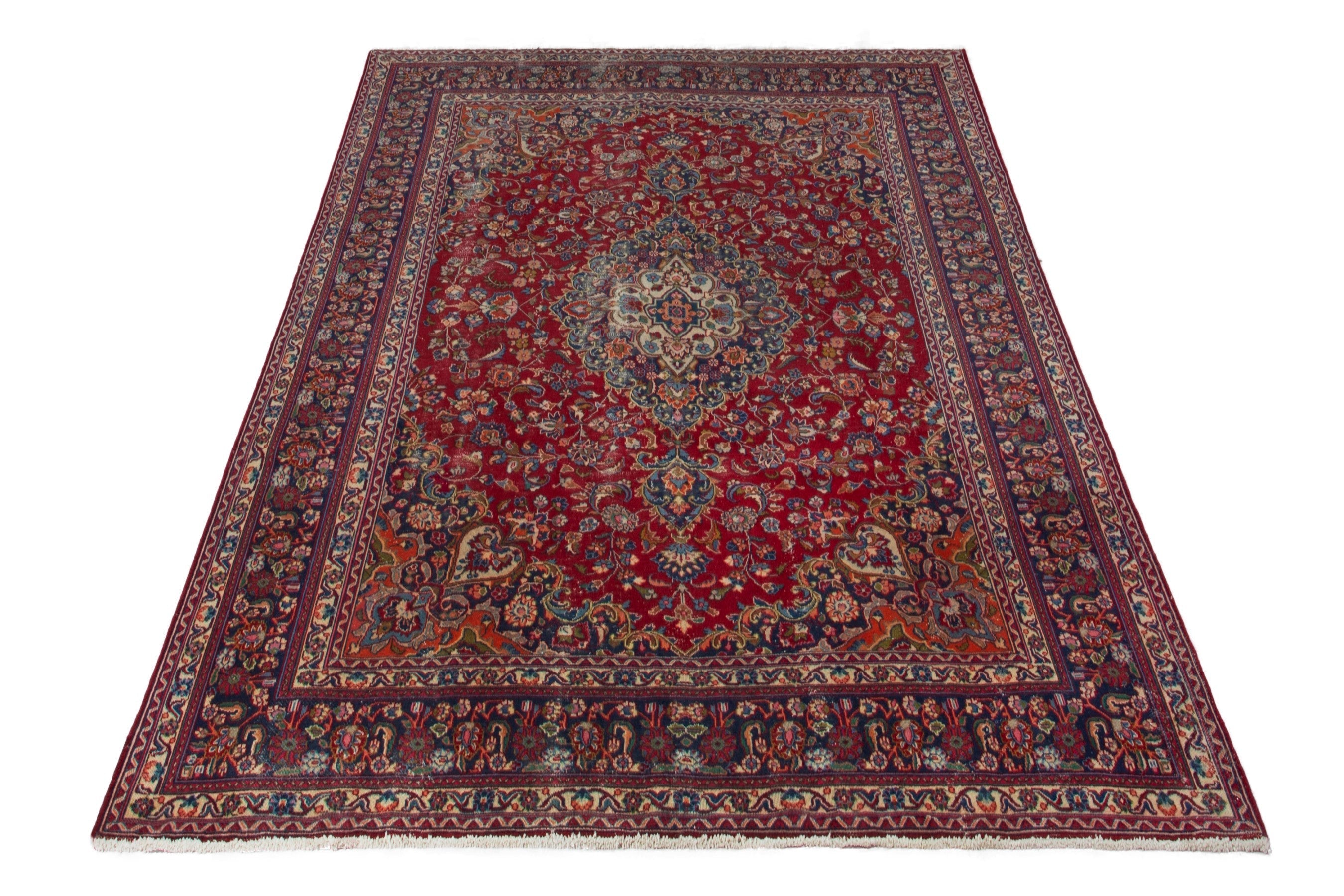 Persian Mashhad oversized rug in deep red and burgundy, view 3 of 19