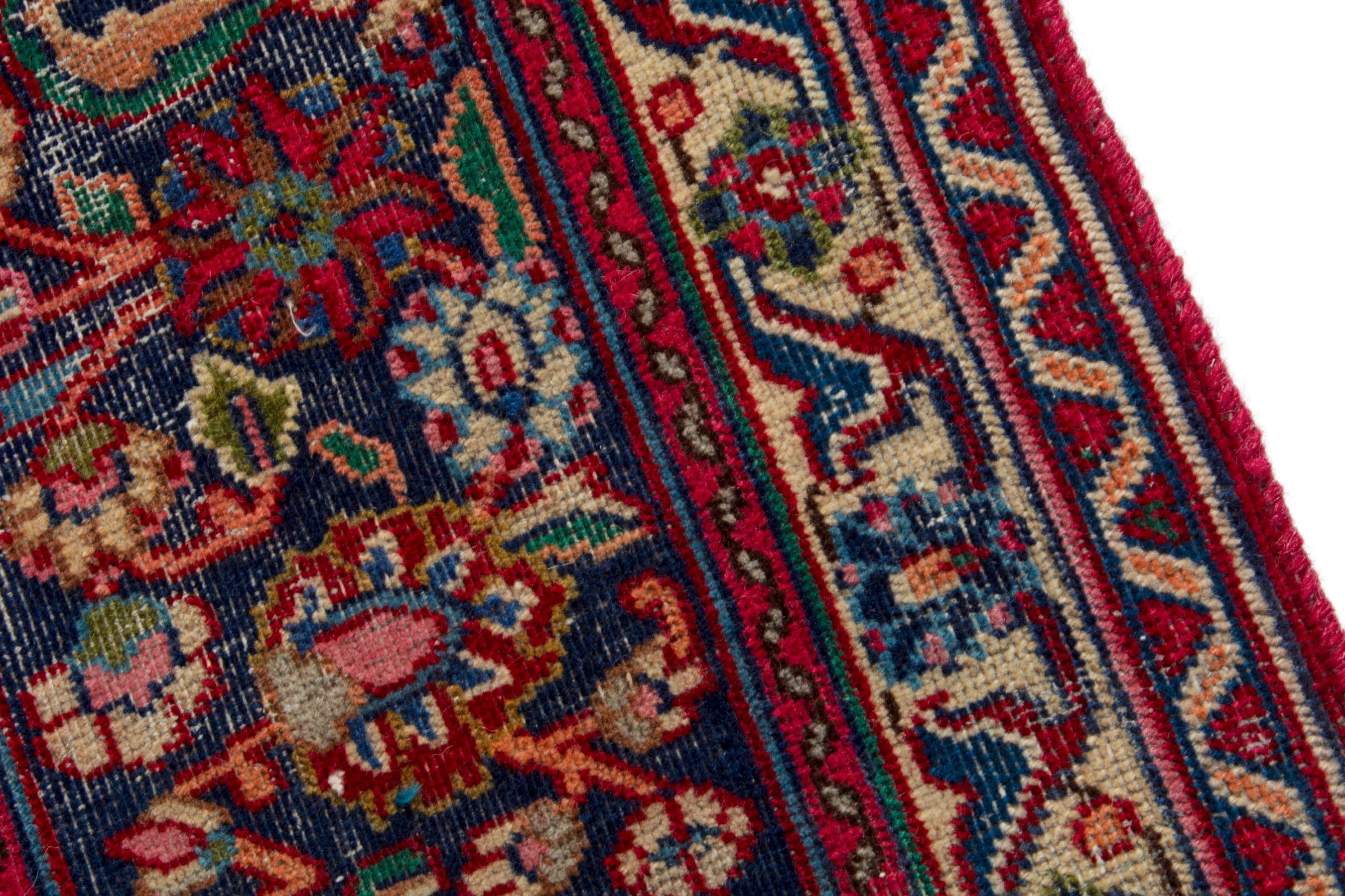 Persian Mashhad oversized rug in deep red and burgundy, view 7 of 19