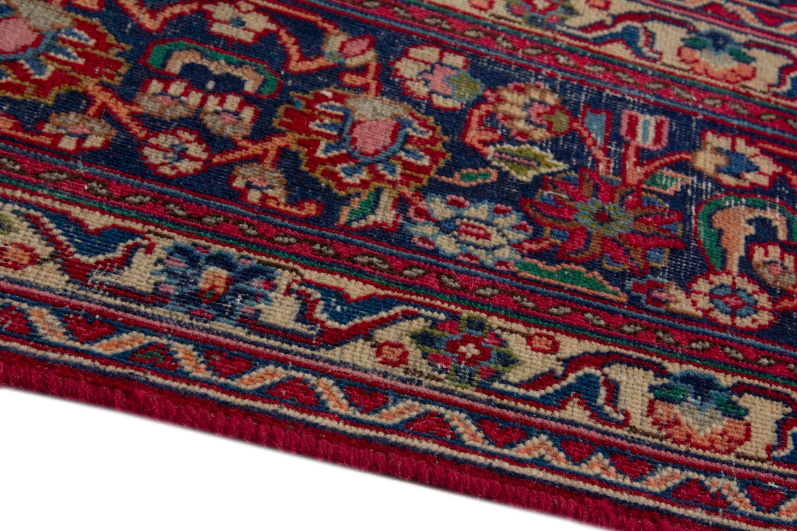 Persian Mashhad oversized rug in deep red and burgundy, view 6 of 19