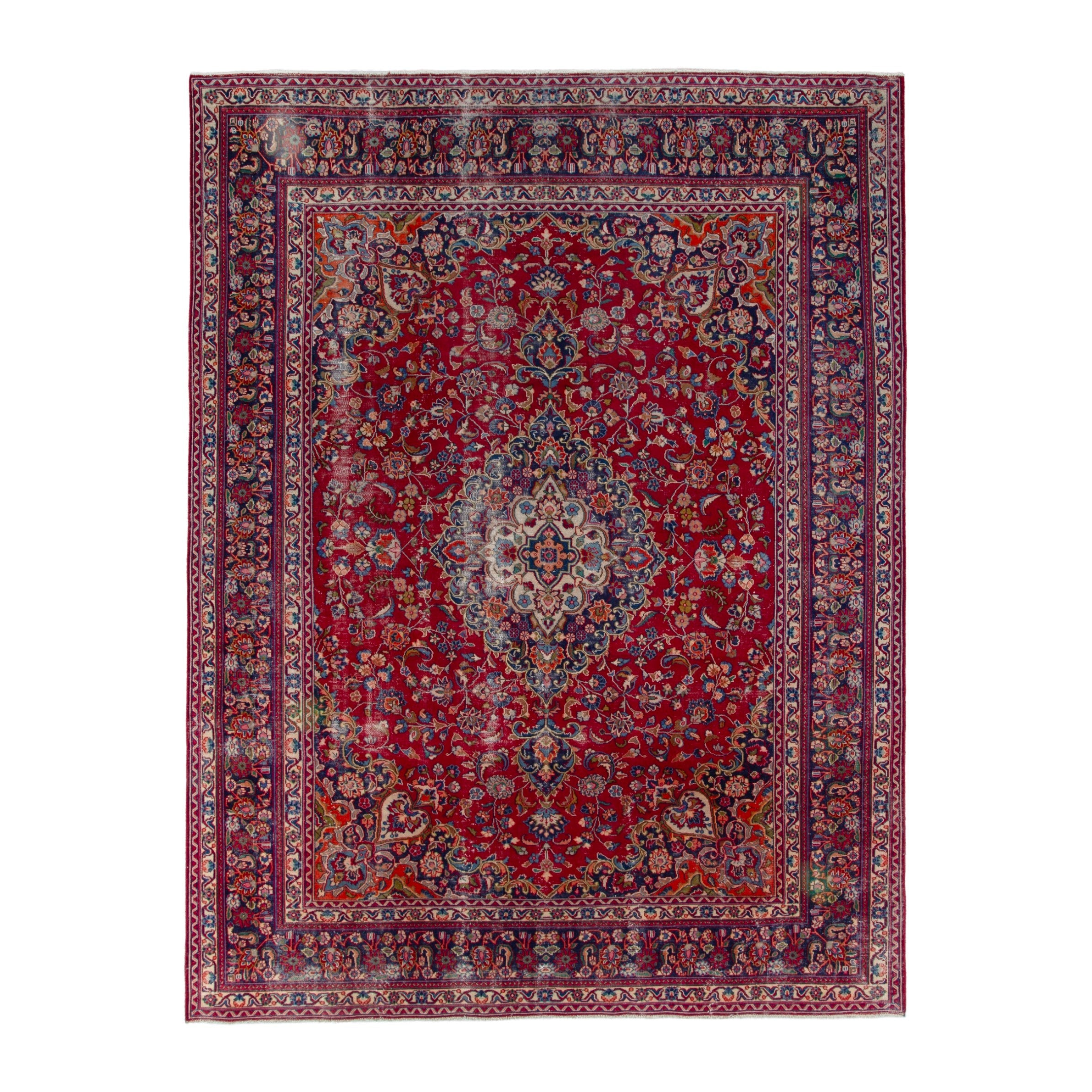 Persian Mashhad oversized rug in deep red and burgundy, 9'8" x 12'4"