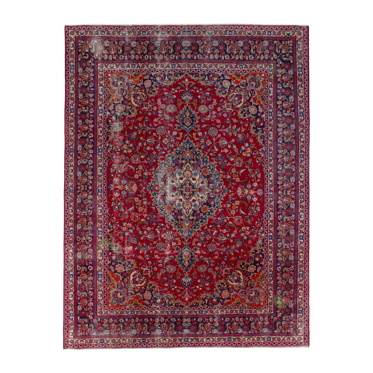 Persian Mashhad oversized rug in deep red and burgundy, 9'8" x 12'4"