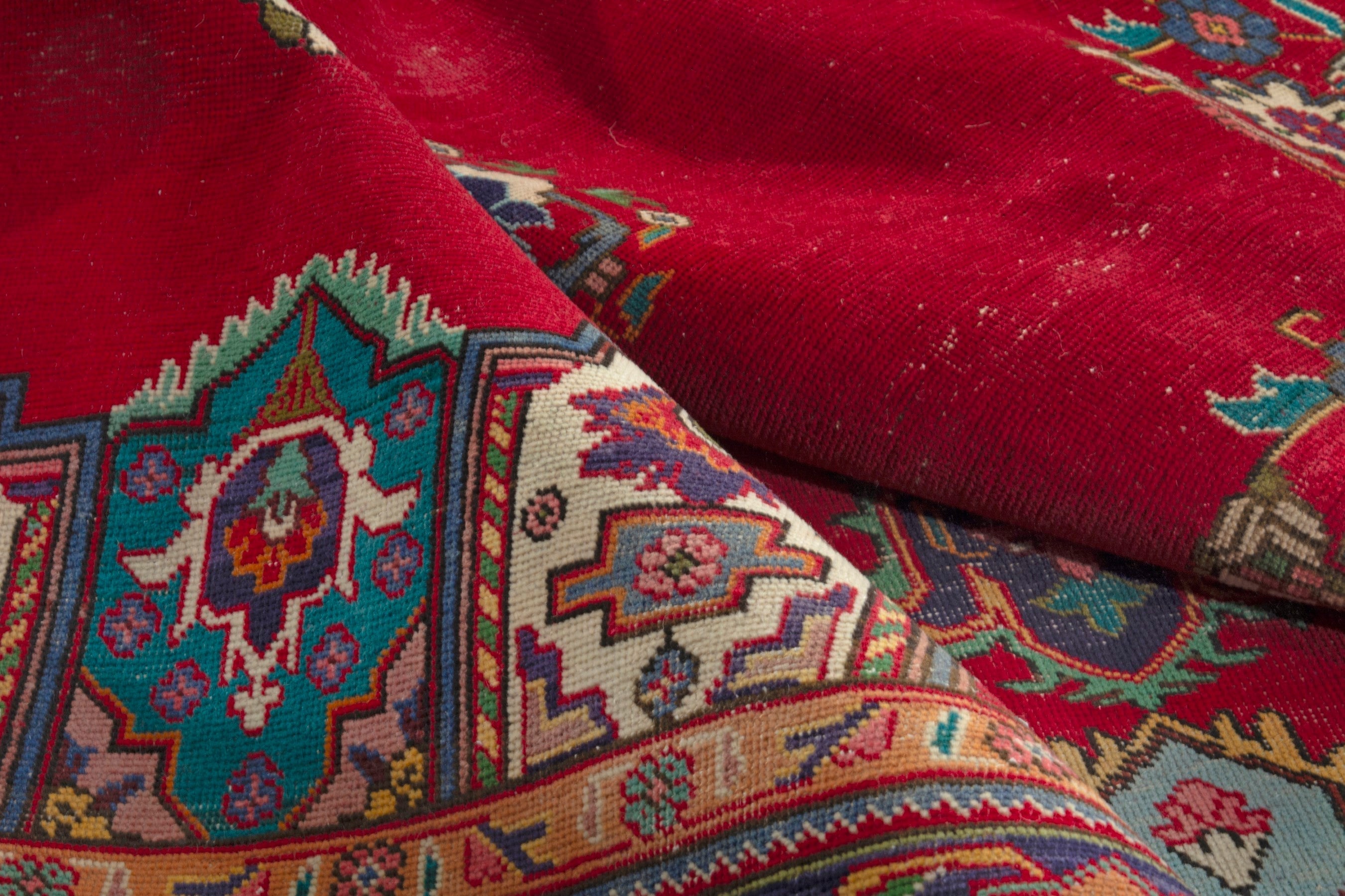 Persian Tabriz oversized rug in deep red and burgundy, view 18 of 19