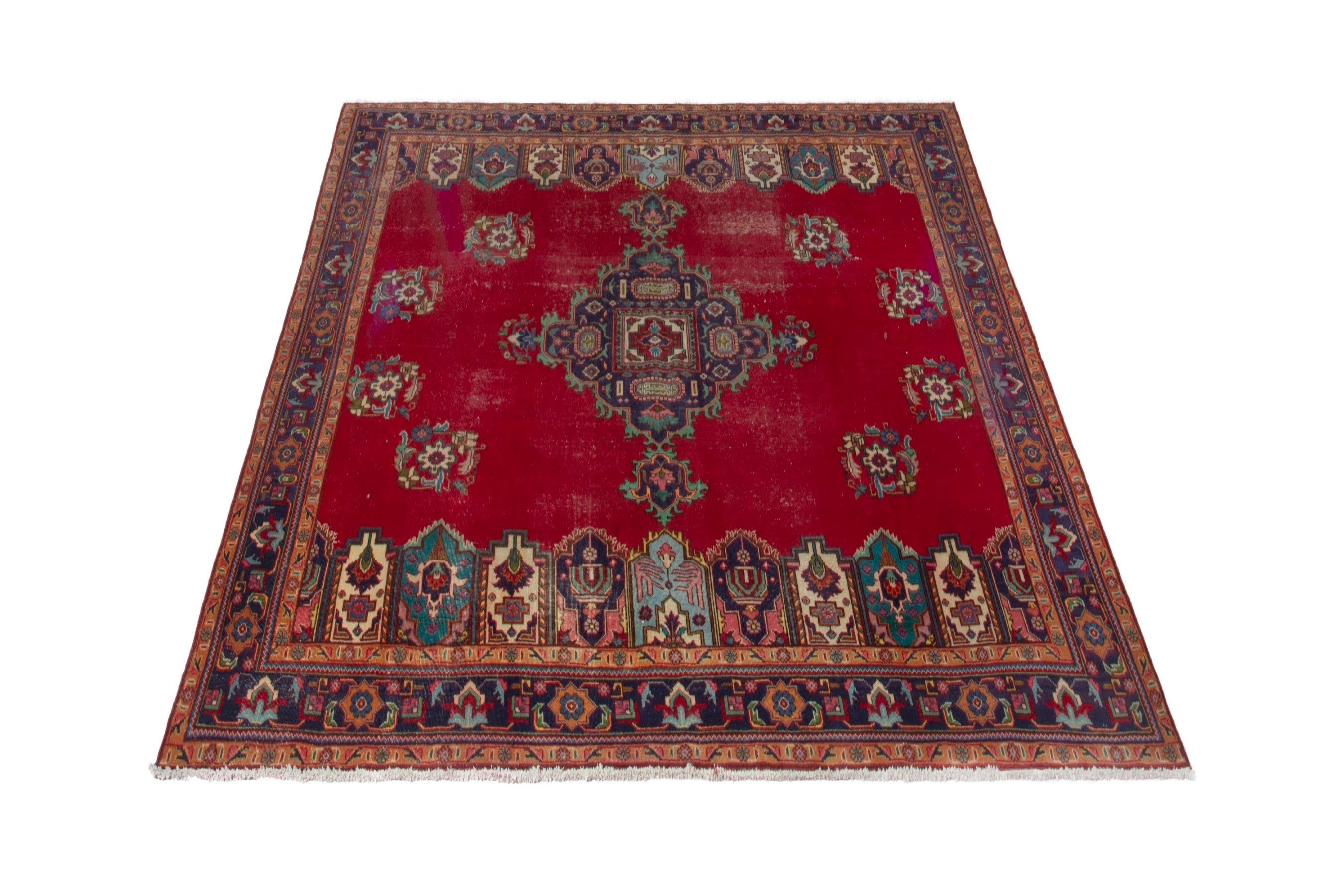 Persian Tabriz oversized rug in deep red and burgundy, view 3 of 19