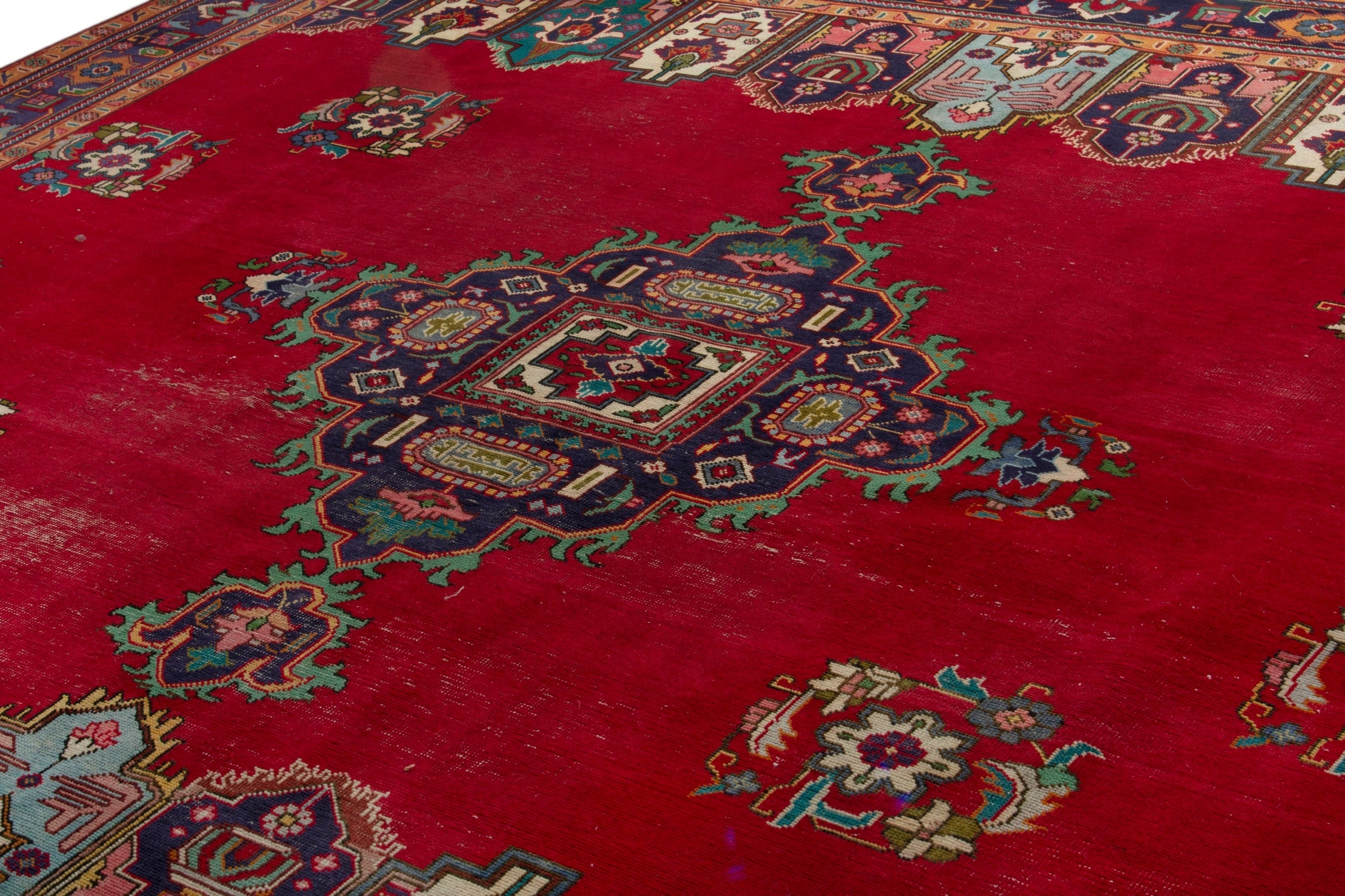 Persian Tabriz oversized rug in deep red and burgundy, view 8 of 19