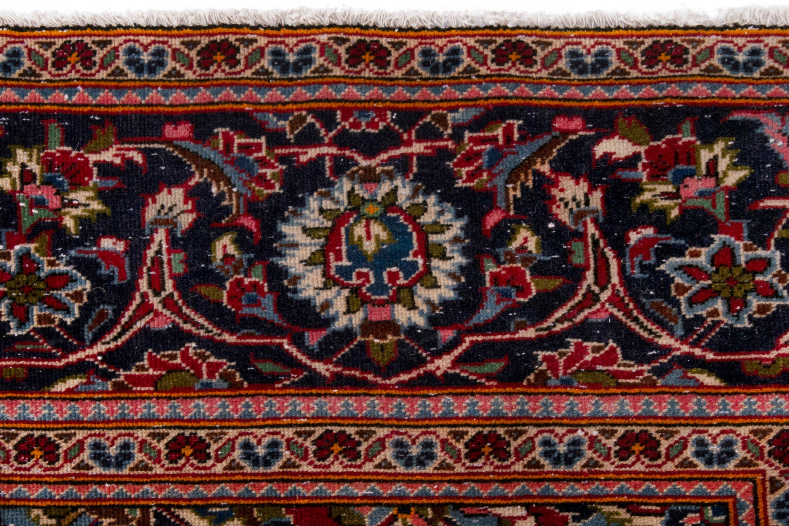 Persian Kashan oversized rug in deep red and navy, view 13 of 20