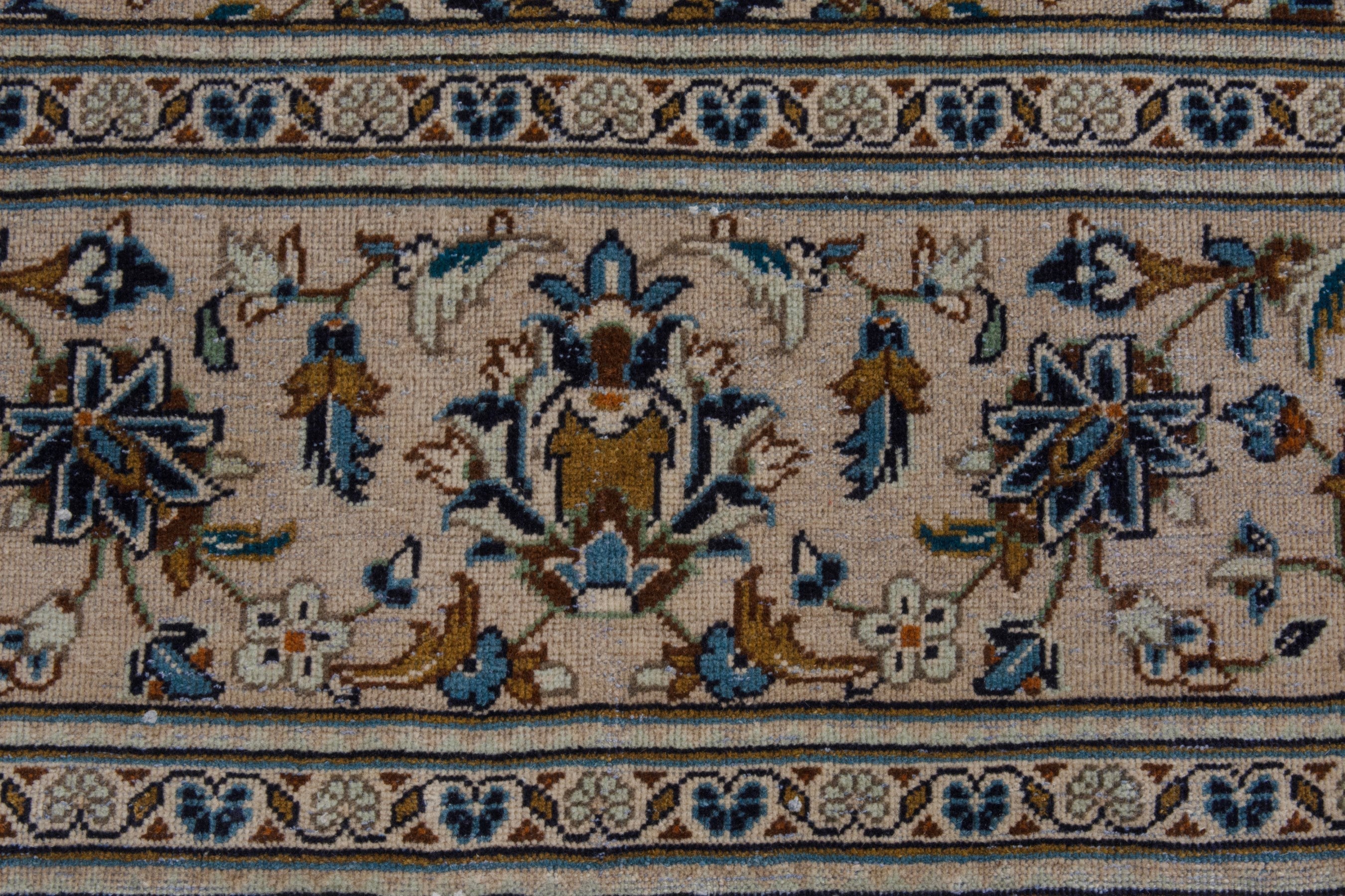 Persian Kashan oversized rug in cream and navy, view 11 of 19