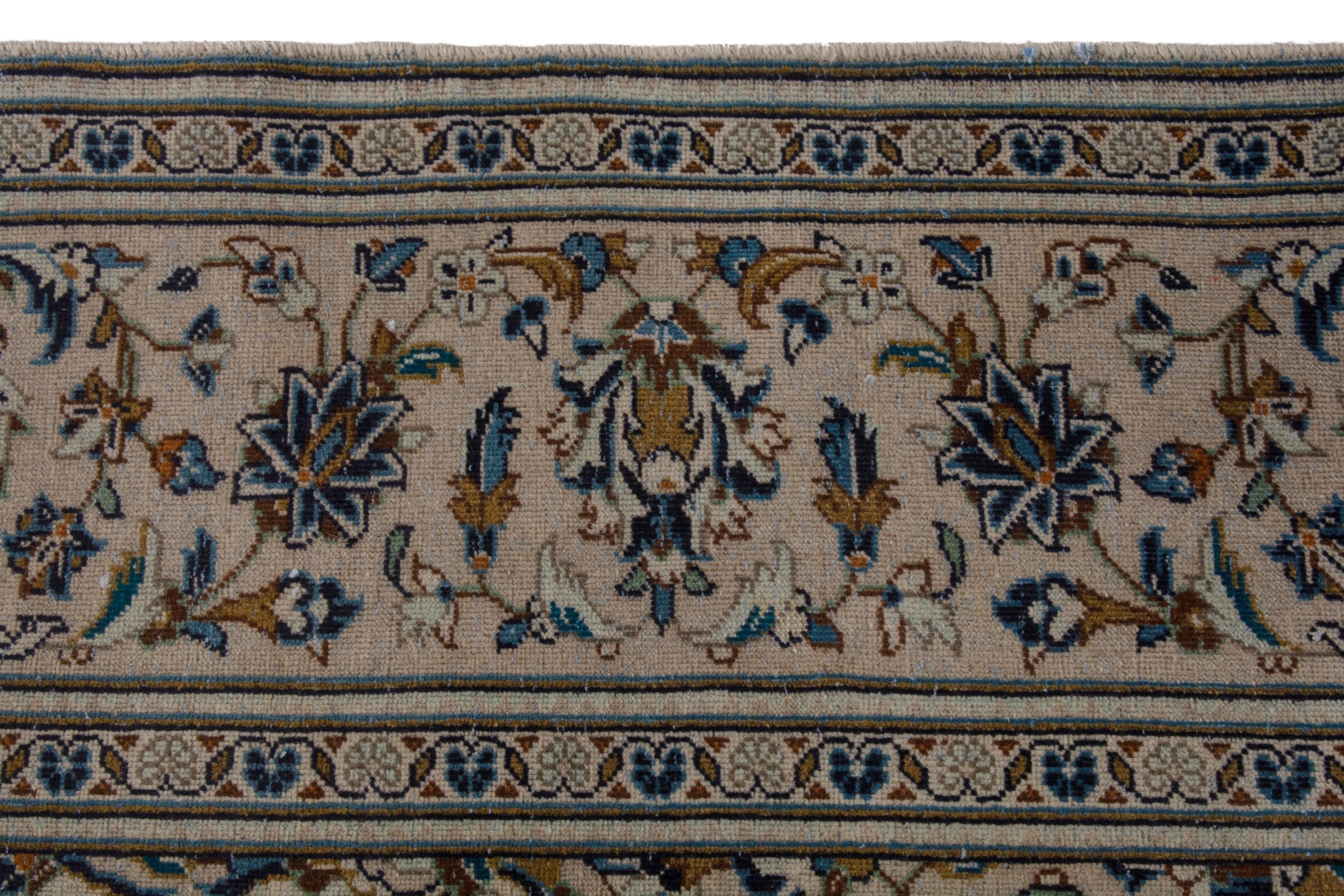 Persian Kashan oversized rug in cream and navy, view 12 of 19