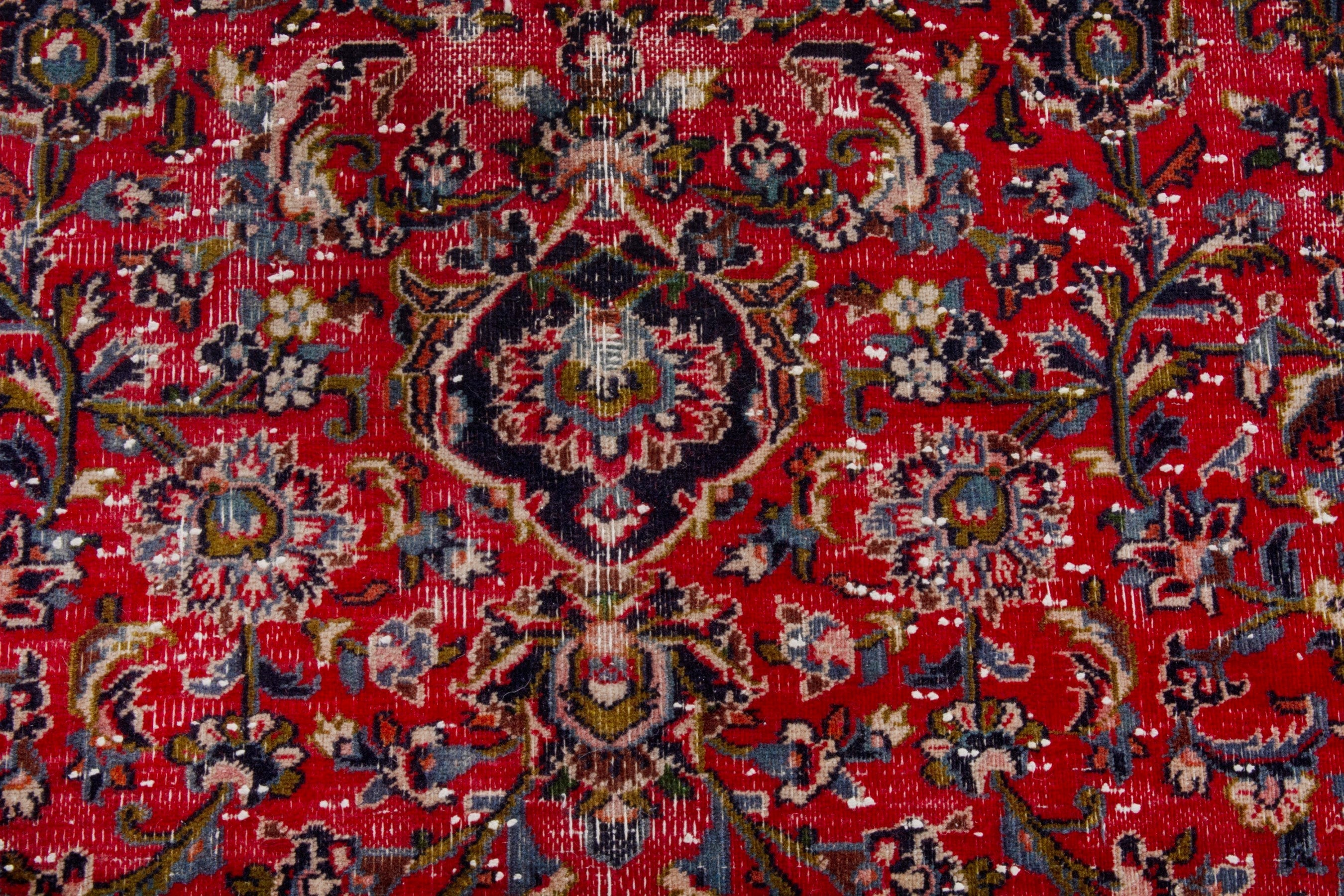Persian Mashhad oversized rug in deep red and burgundy, view 13 of 19