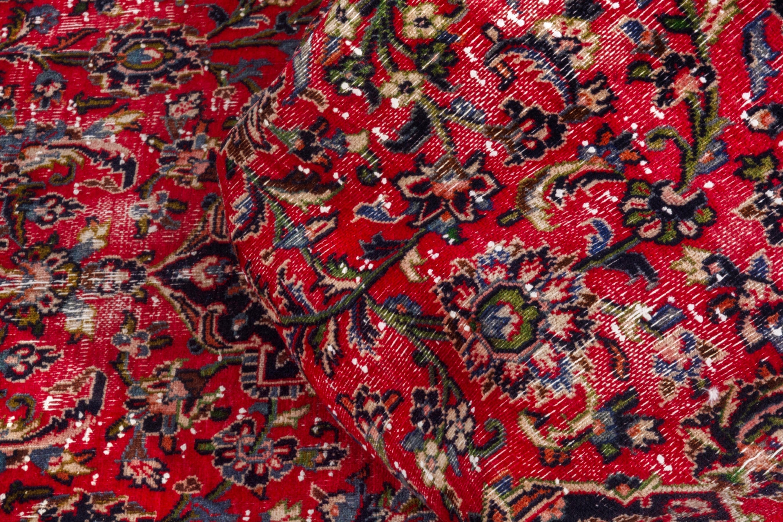 Persian Mashhad oversized rug in deep red and burgundy, view 16 of 19