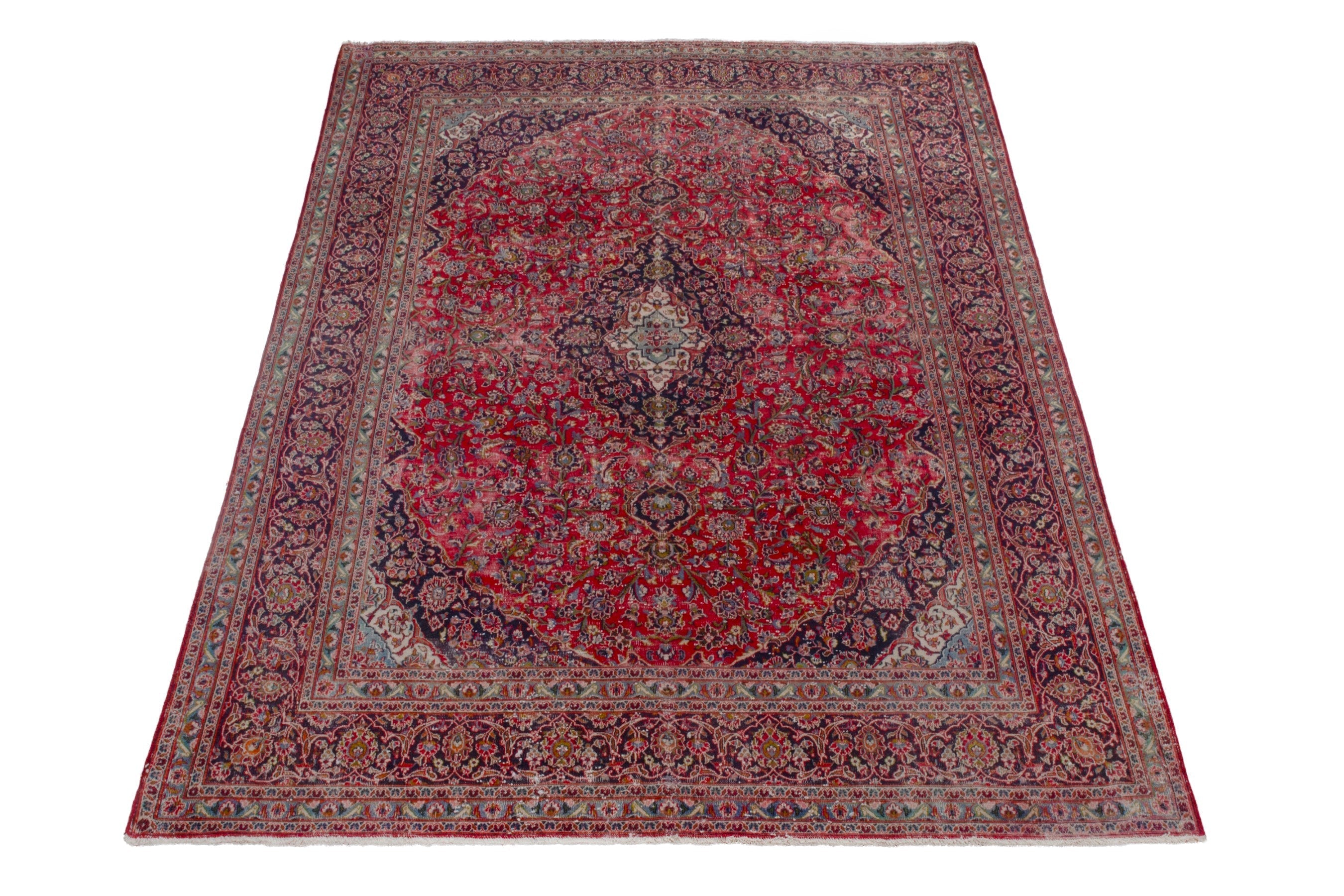 Persian Mashhad oversized rug in deep red and burgundy, view 2 of 19