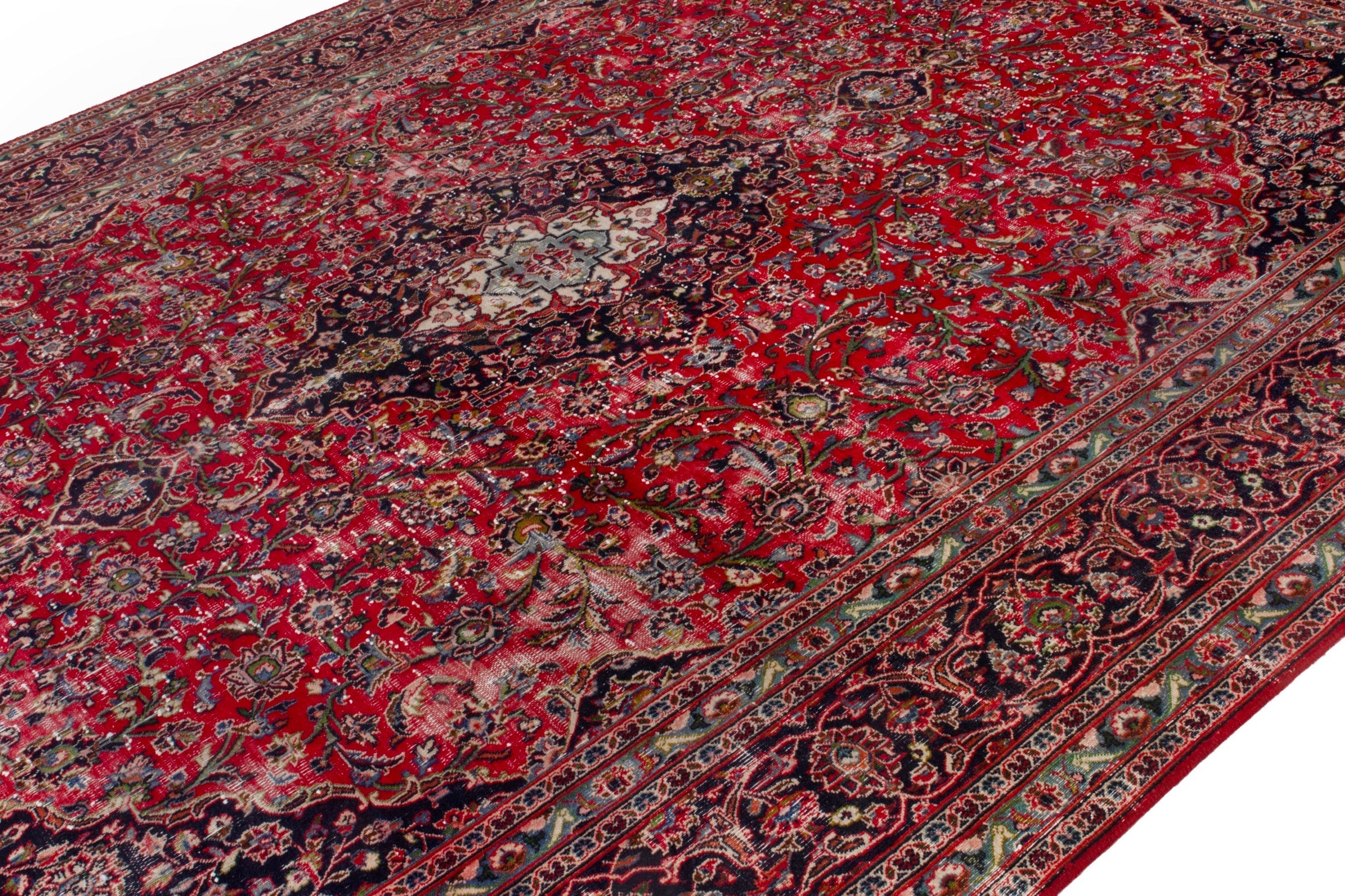 Persian Mashhad oversized rug in deep red and burgundy, view 5 of 19