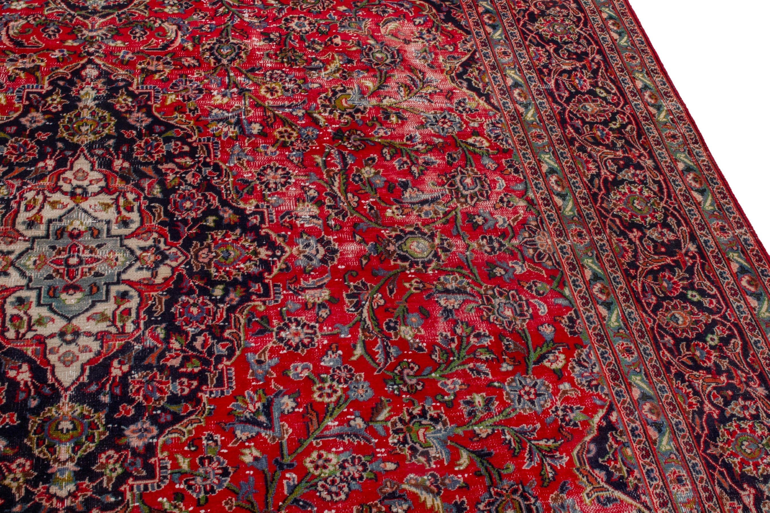 Persian Mashhad oversized rug in deep red and burgundy, view 7 of 19