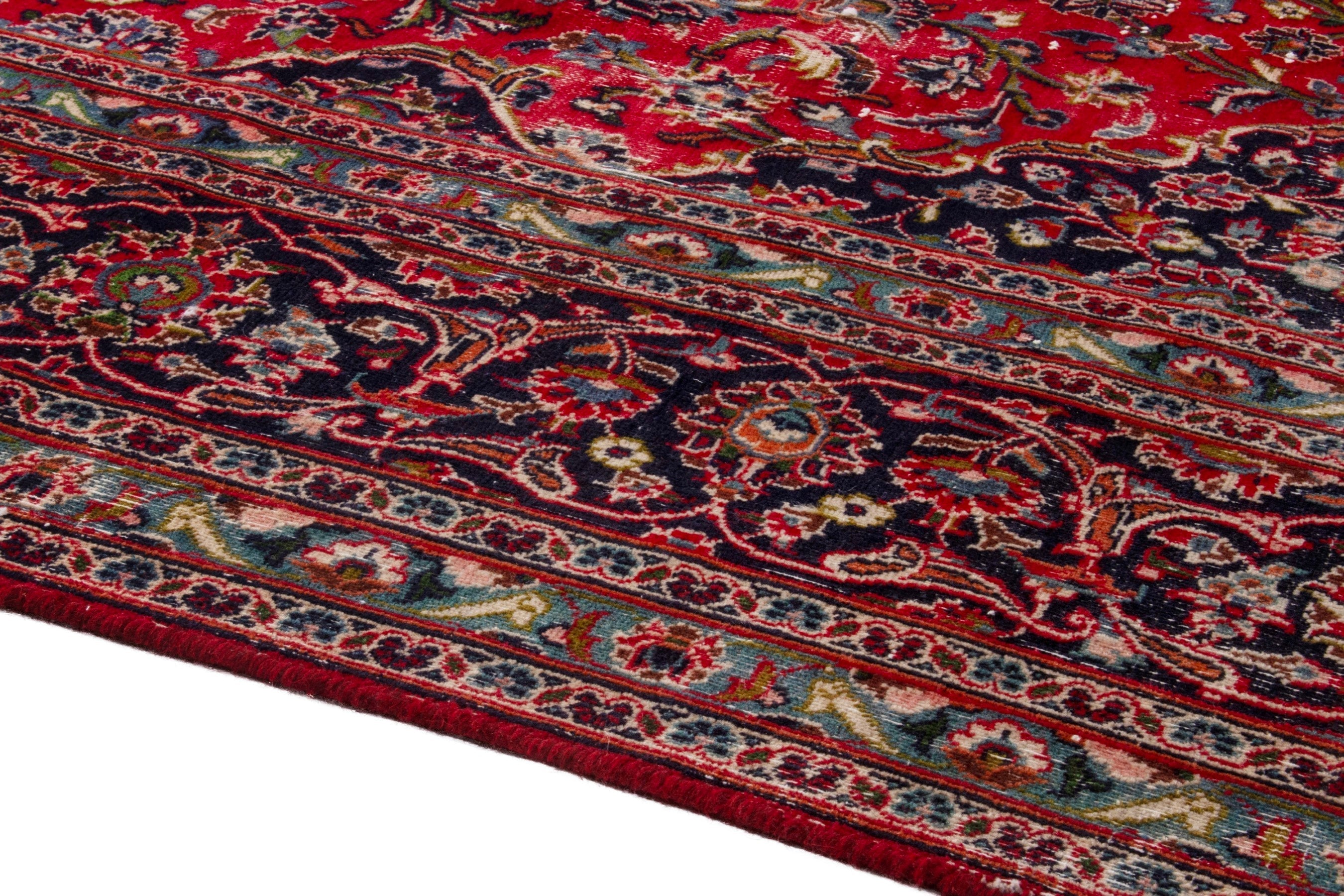 Persian Mashhad oversized rug in deep red and burgundy, view 6 of 19